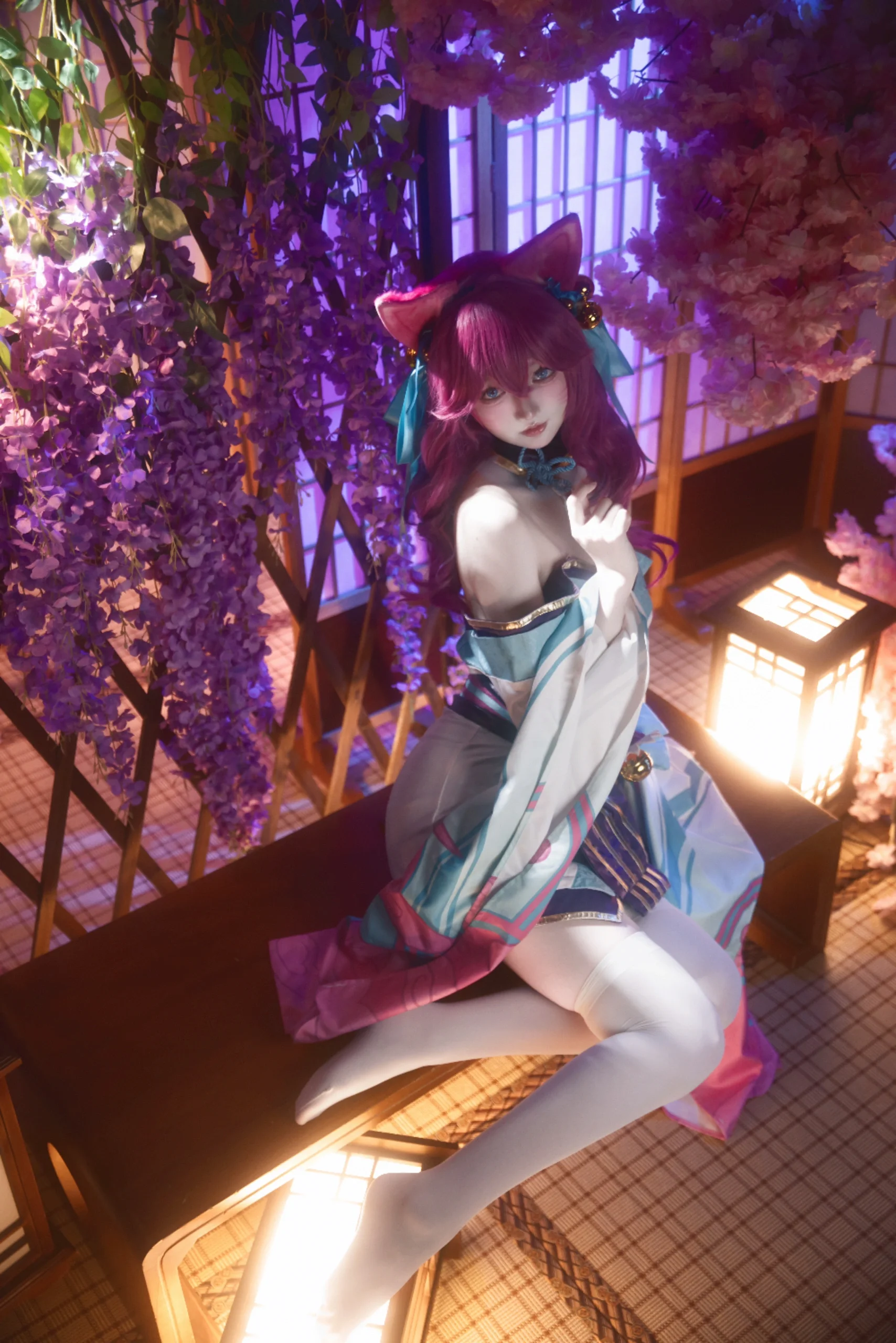 【阿狸cos】英雄联盟，紫藤花架下的狐妖少女 - 第 8 张