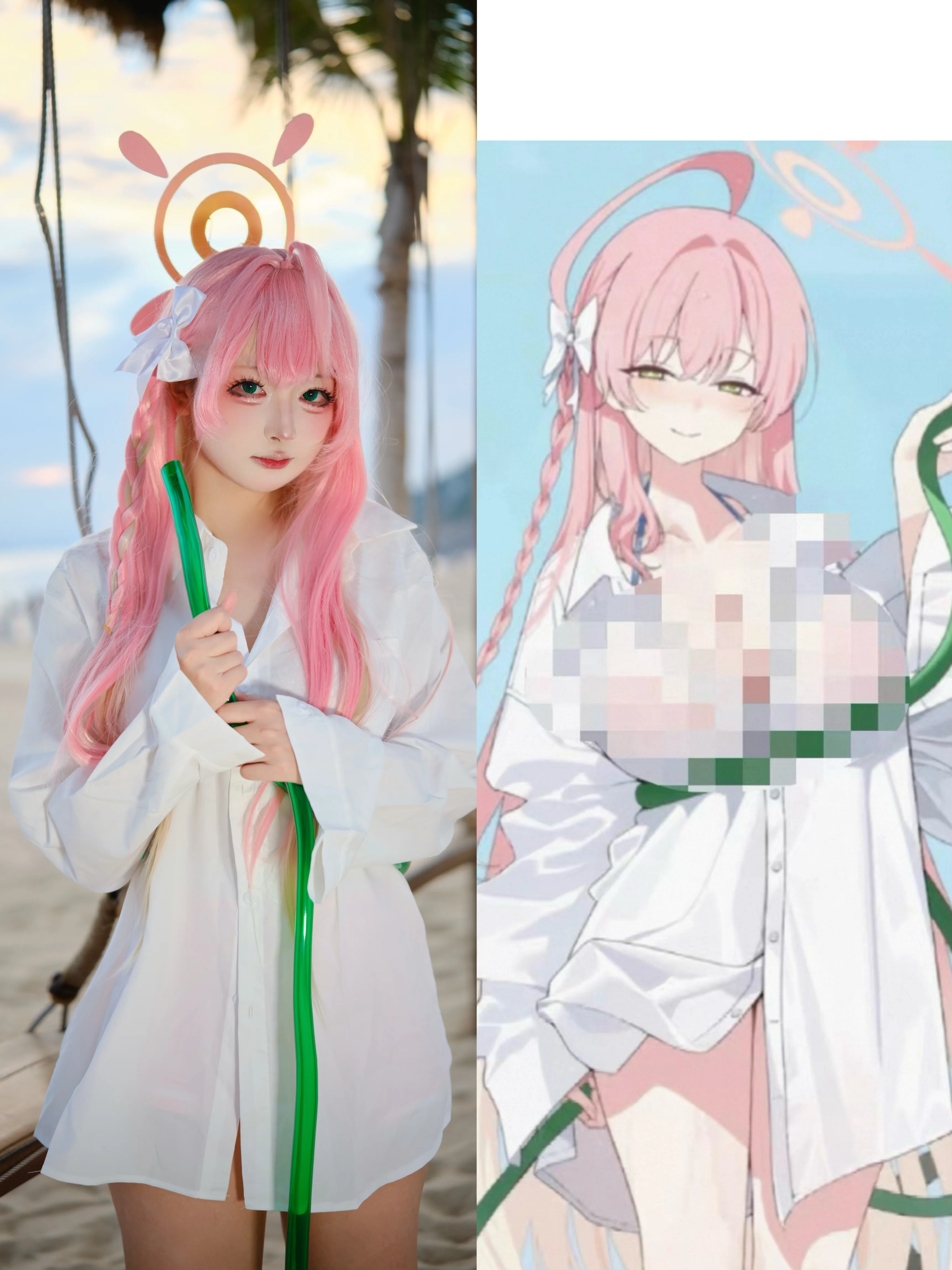 【浦和花子cos】海风吹拂的白色衬衫与慵懒黄昏 - 第 2 张