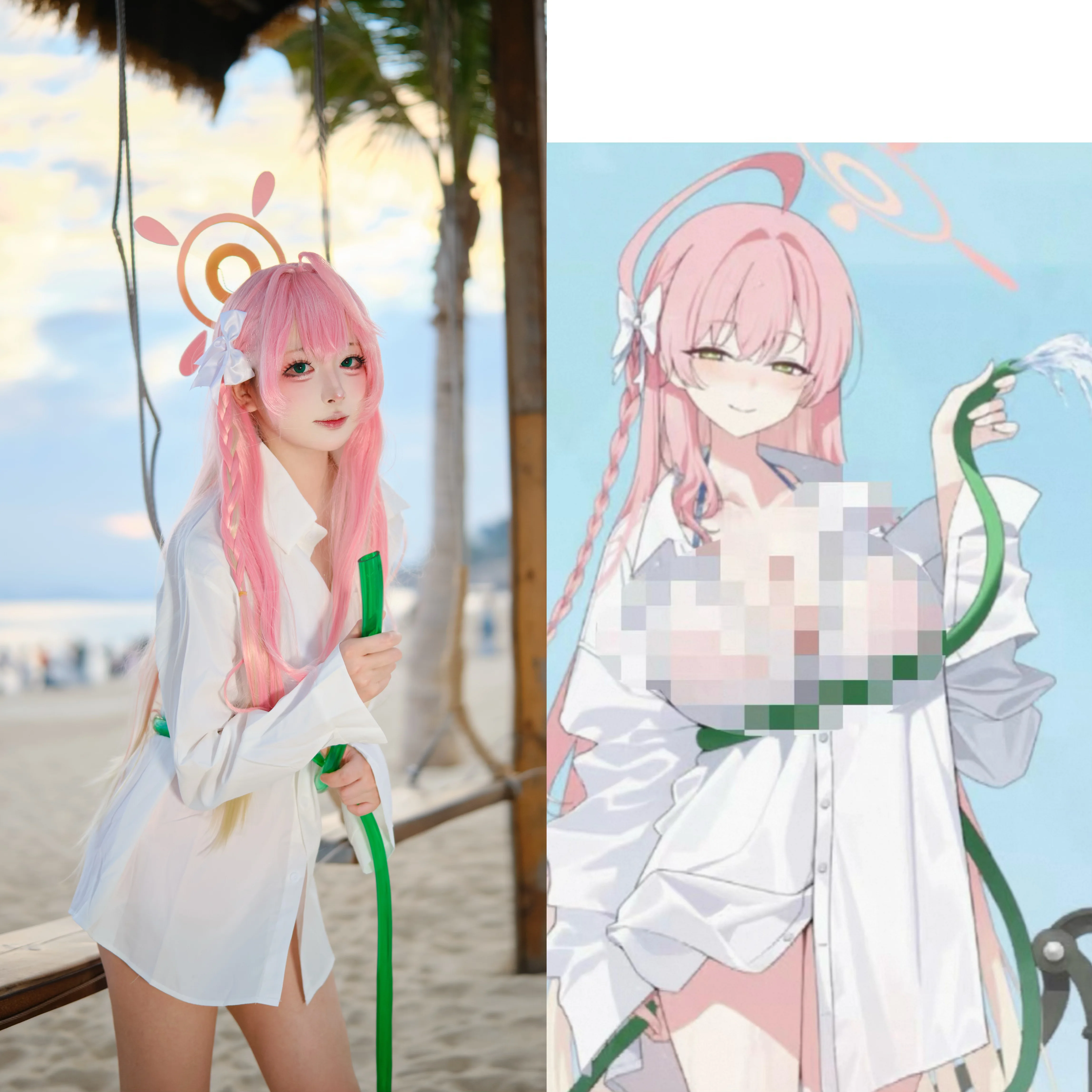 【浦和花子cos】海风吹拂的白色衬衫与慵懒黄昏 - 第 3 张