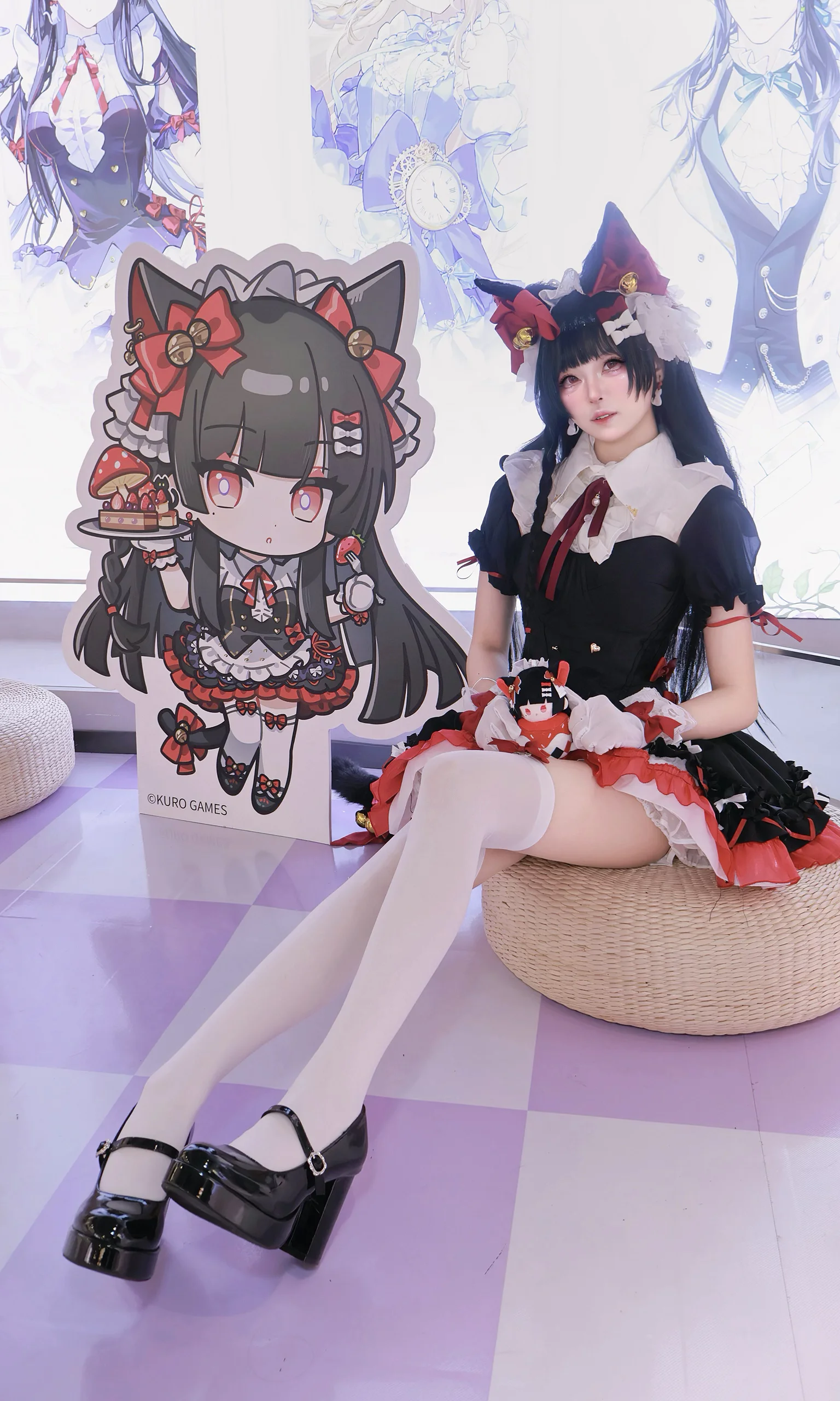 【Chisa Cosplay】Wuthering Waves: Illusive Realms Collaboration, Black, White, and Red Cat Girl Outfit Record - Image 3