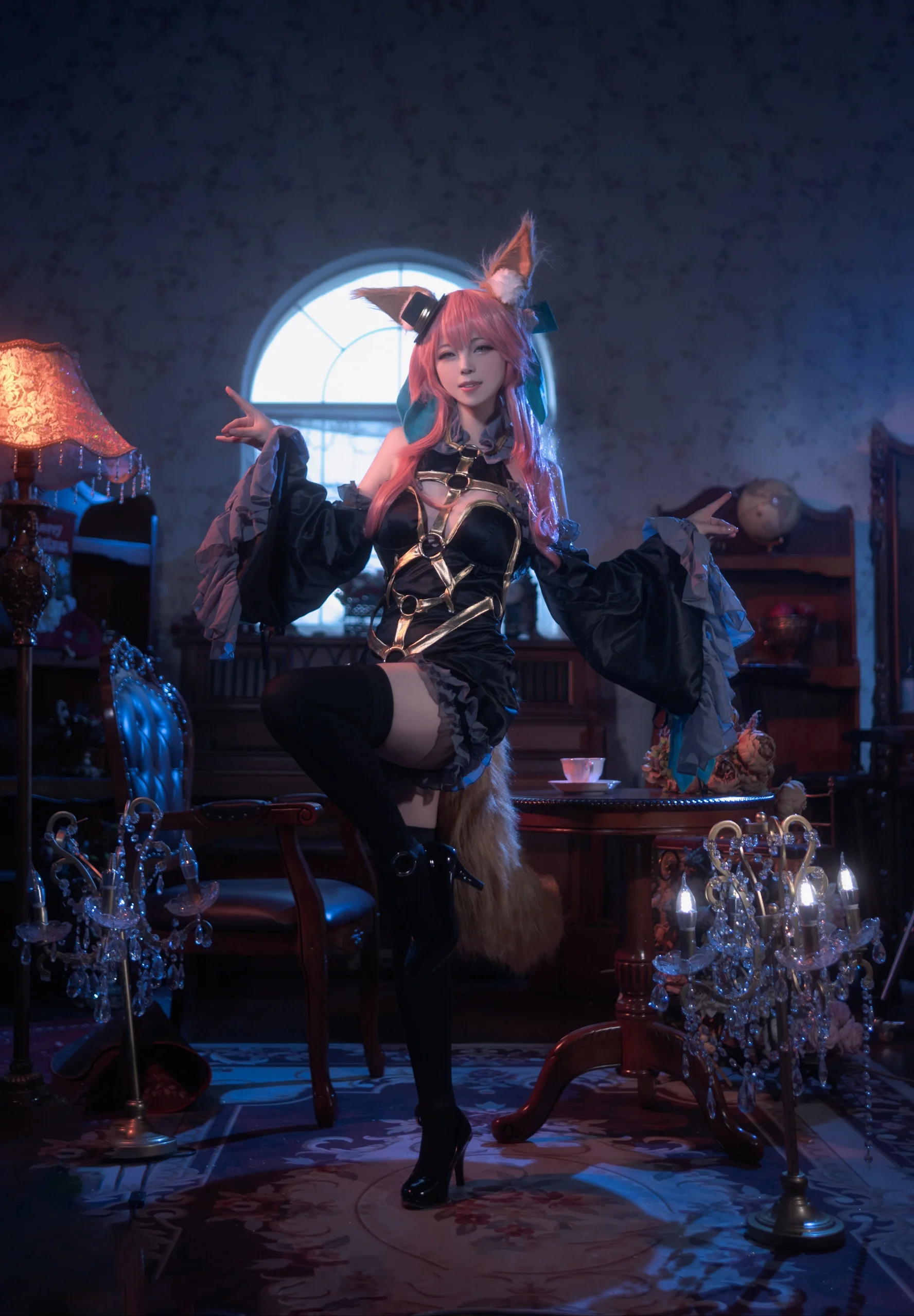【玉藻前cos】Fate里的暗黑狐姬，复古室内氛围感正片 - 第 3 张