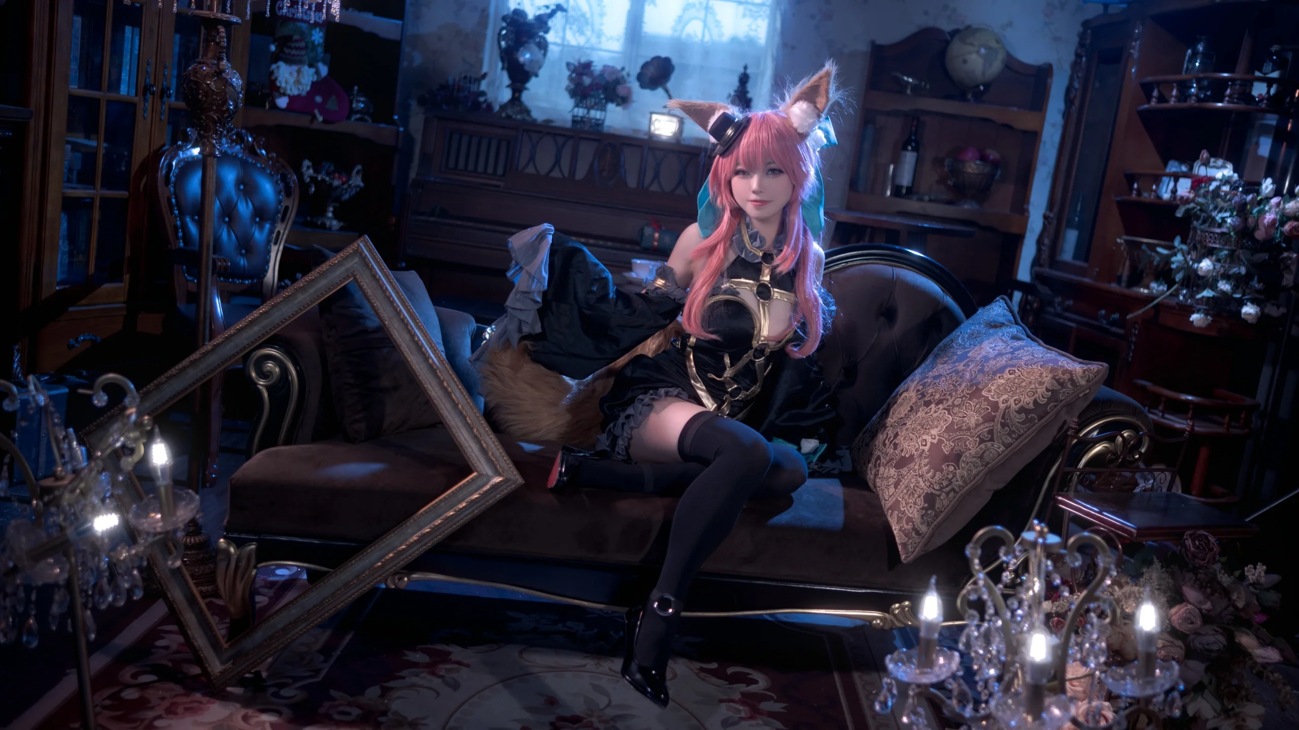 【玉藻前cos】Fate里的暗黑狐姬，复古室内氛围感正片 - 第 4 张