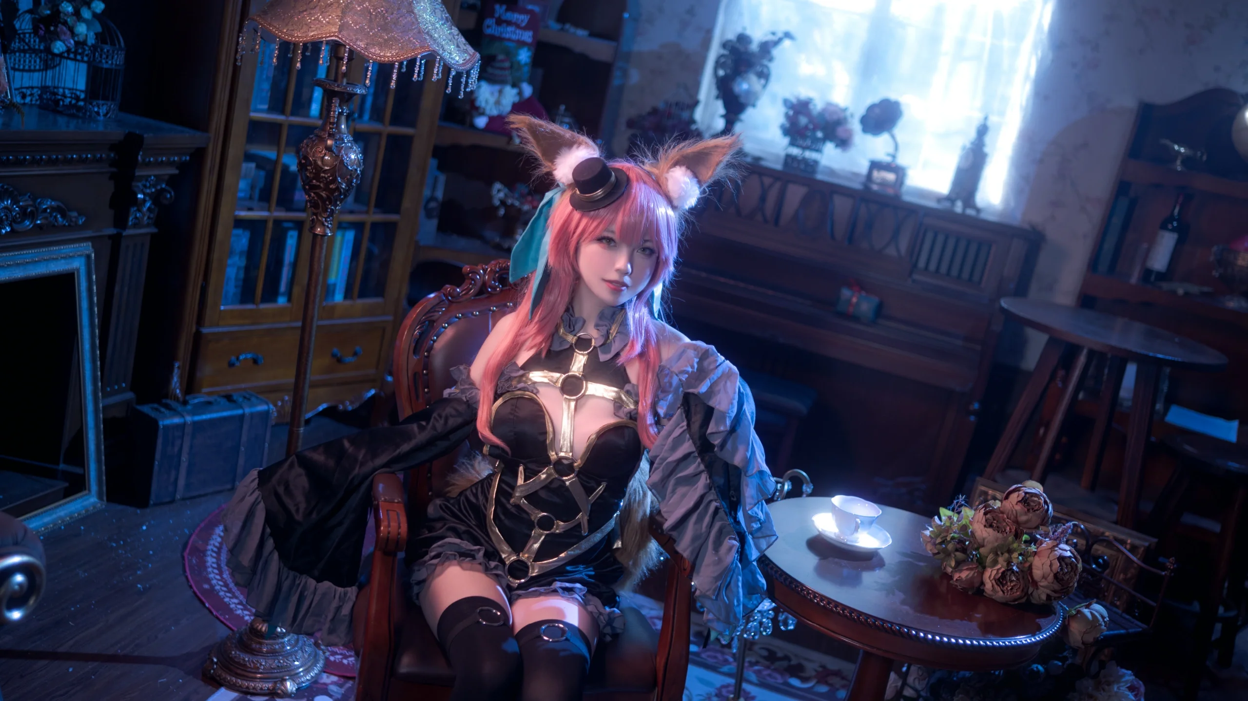 【玉藻前cos】Fate里的暗黑狐姬，复古室内氛围感正片 - 第 8 张