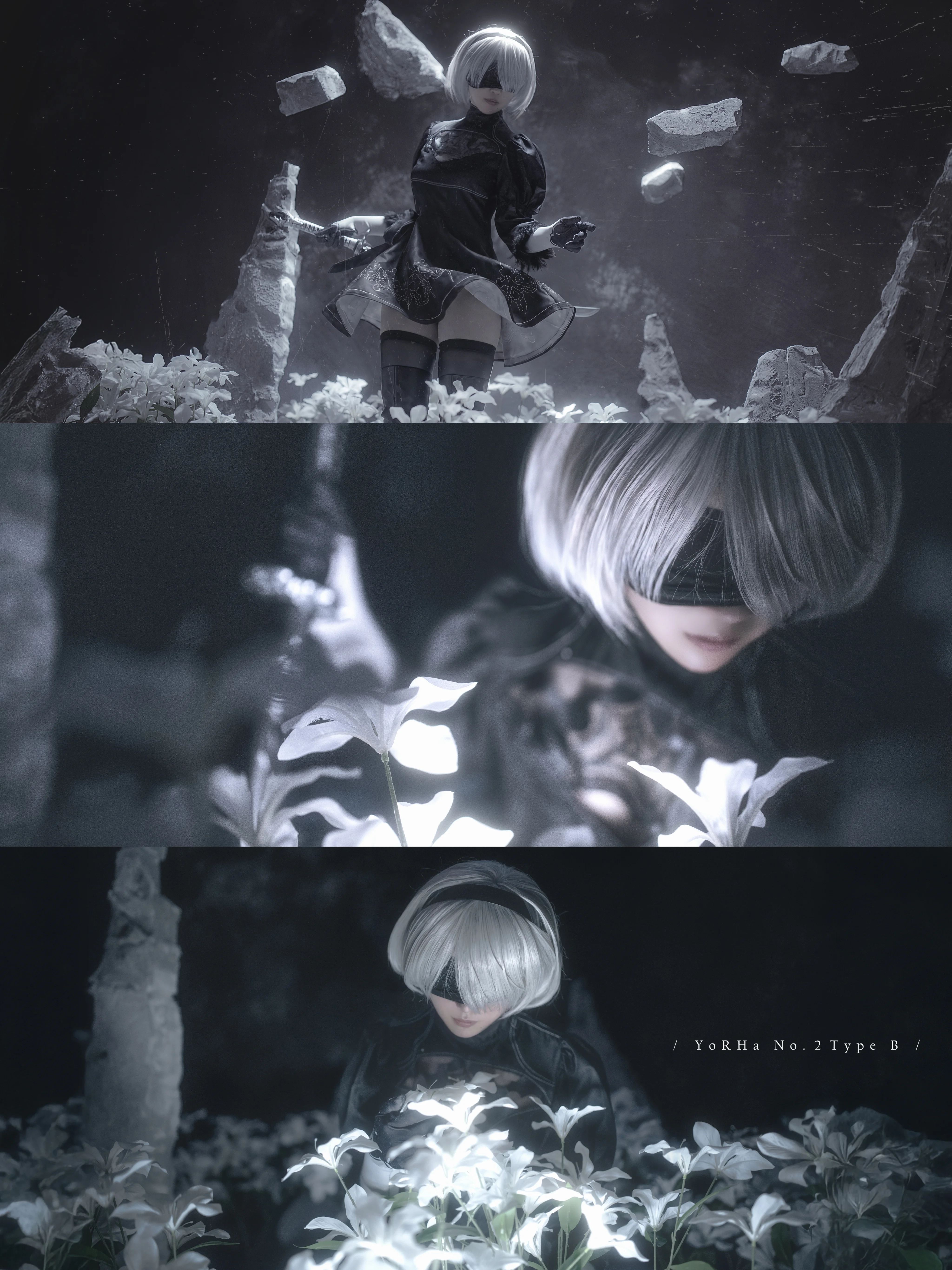【YoRHa No. 2 Type B cos】尼尔机械纪元废墟中的白花与静谧 - 第 1 张