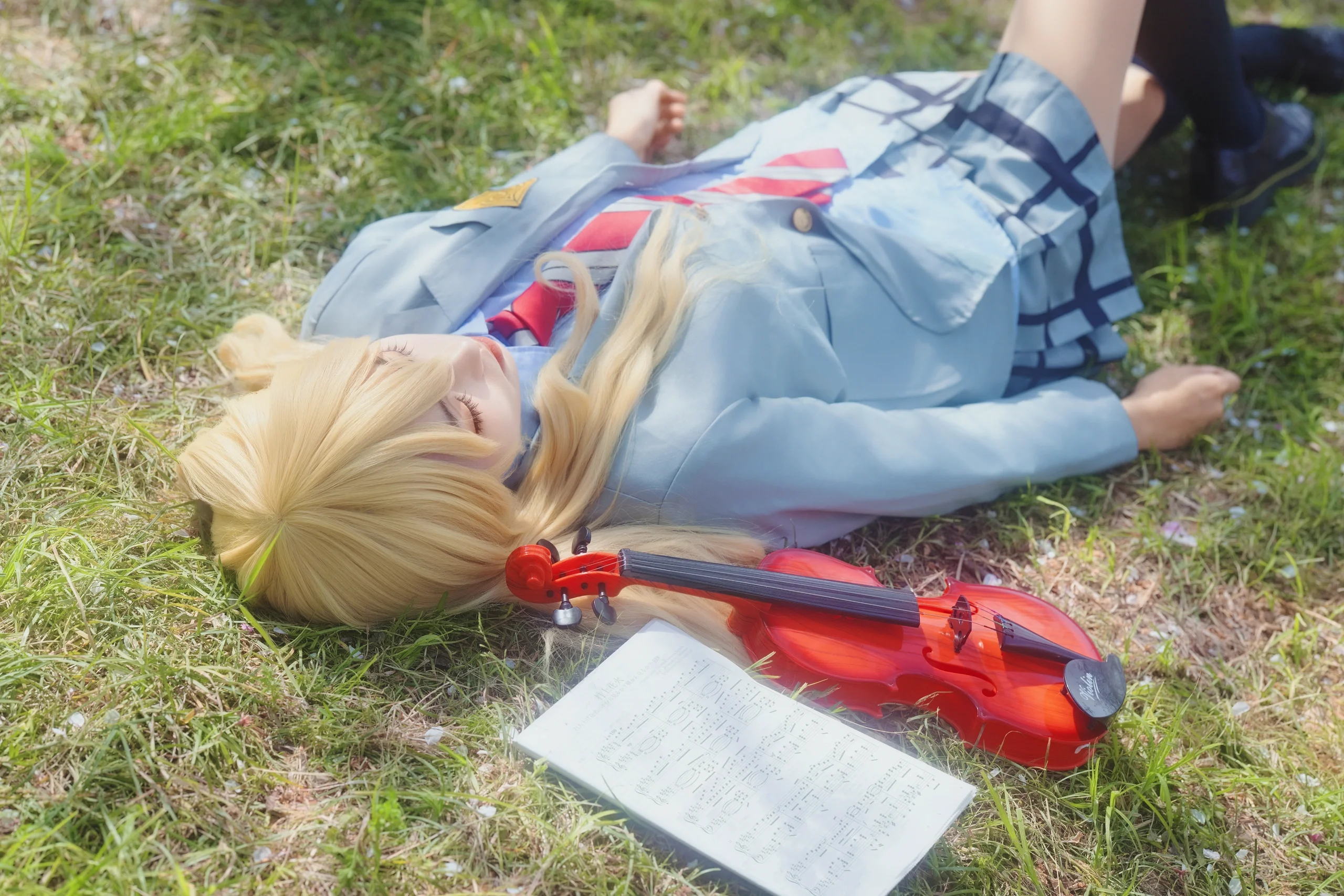 【宮園かをりコスプレ】四月は君の嘘、春の桜色の中での再現記録 - 3 枚目