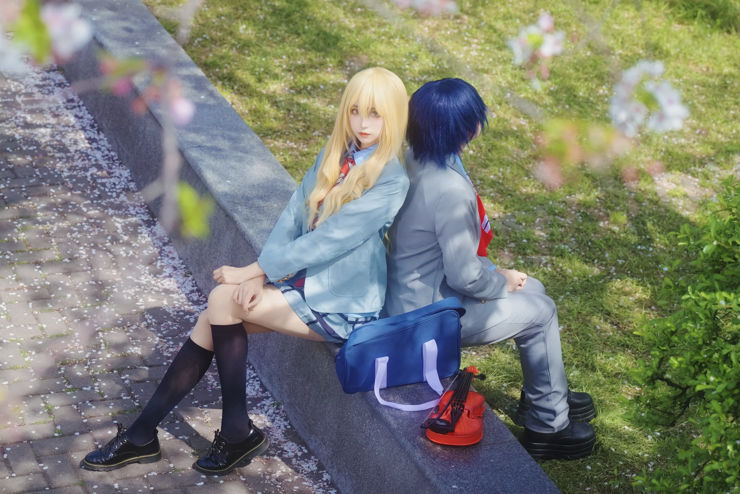 【宮園かをりコスプレ】四月は君の嘘、春の桜色の中での再現記録 - 4 枚目