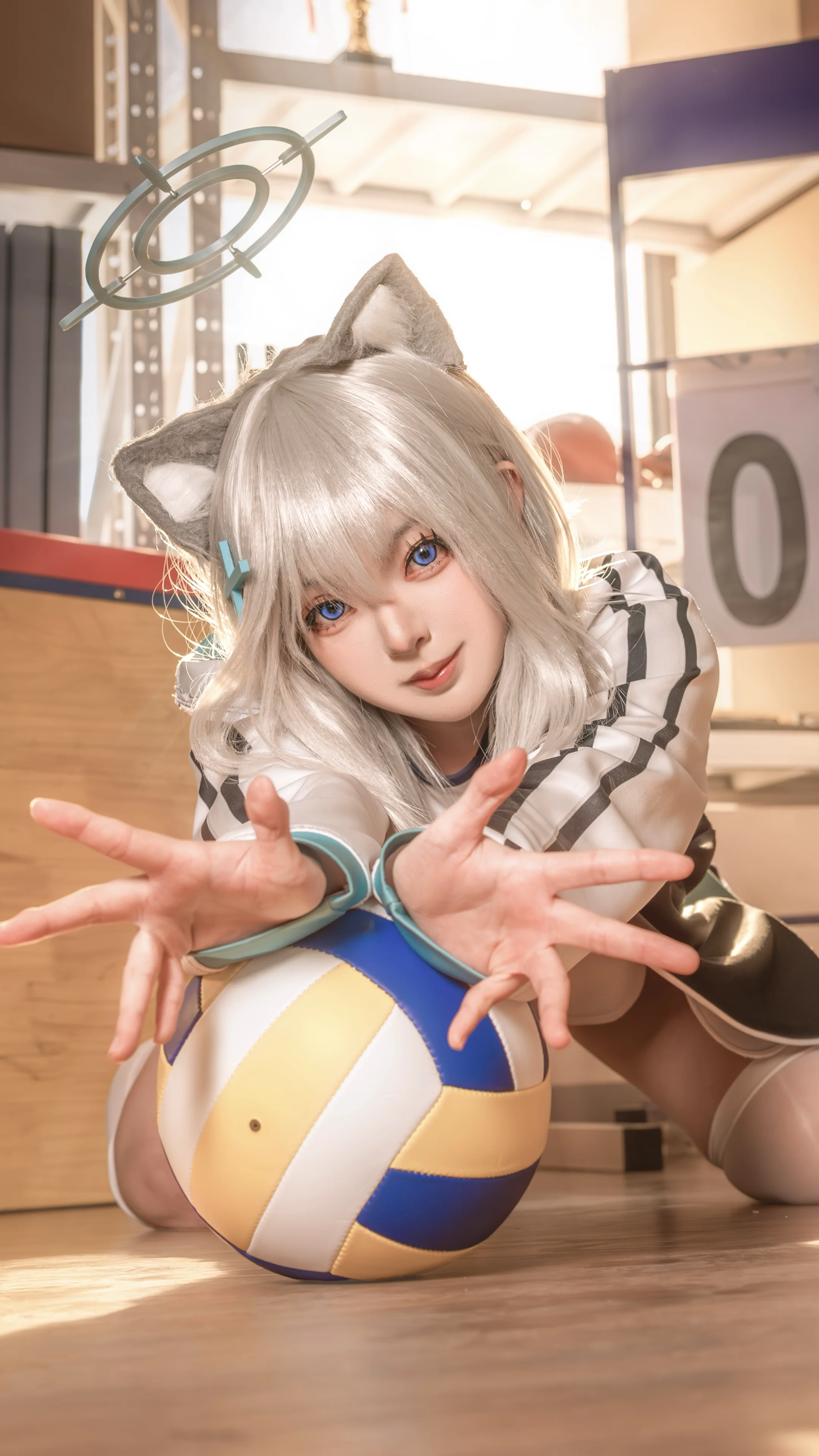 [Shiroko Sunaookami Cosplay] Blue Archive Gymnastics uniform, Light/Shadow and Sweat in the Equipment Room - Image 5