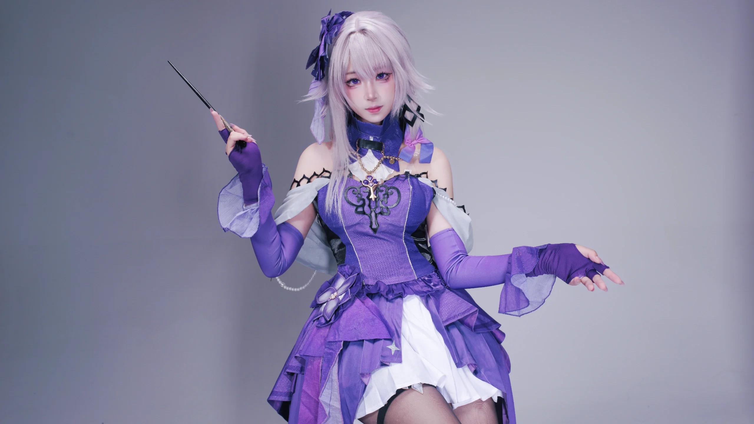 【大黑塔cos】崩坏星穹铁道，紫色魔杖与优雅礼服的正片分享