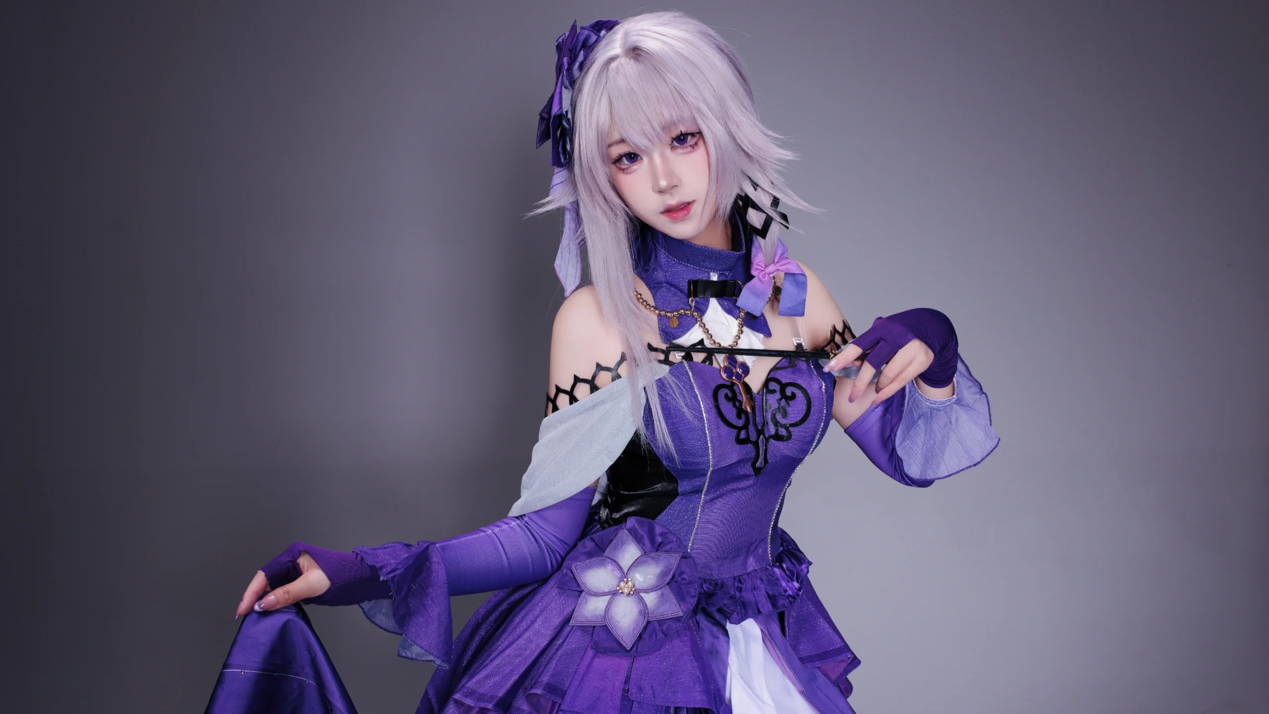 【大黑塔cos】崩坏星穹铁道，紫色魔杖与优雅礼服的正片分享 - 第 3 张