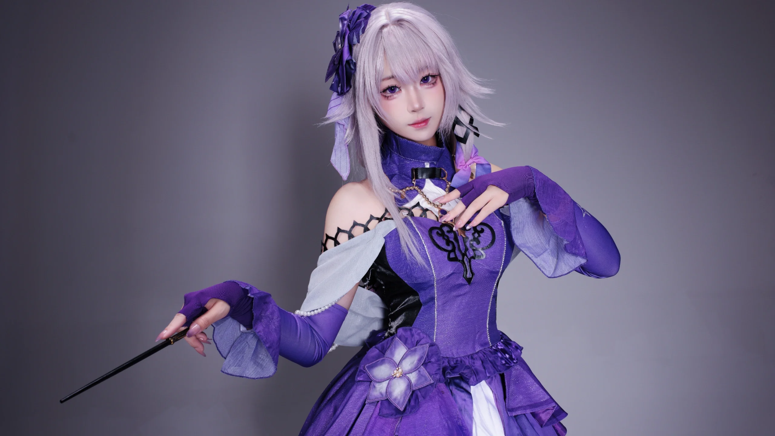 【大黑塔cos】崩坏星穹铁道，紫色魔杖与优雅礼服的正片分享 - 第 4 张