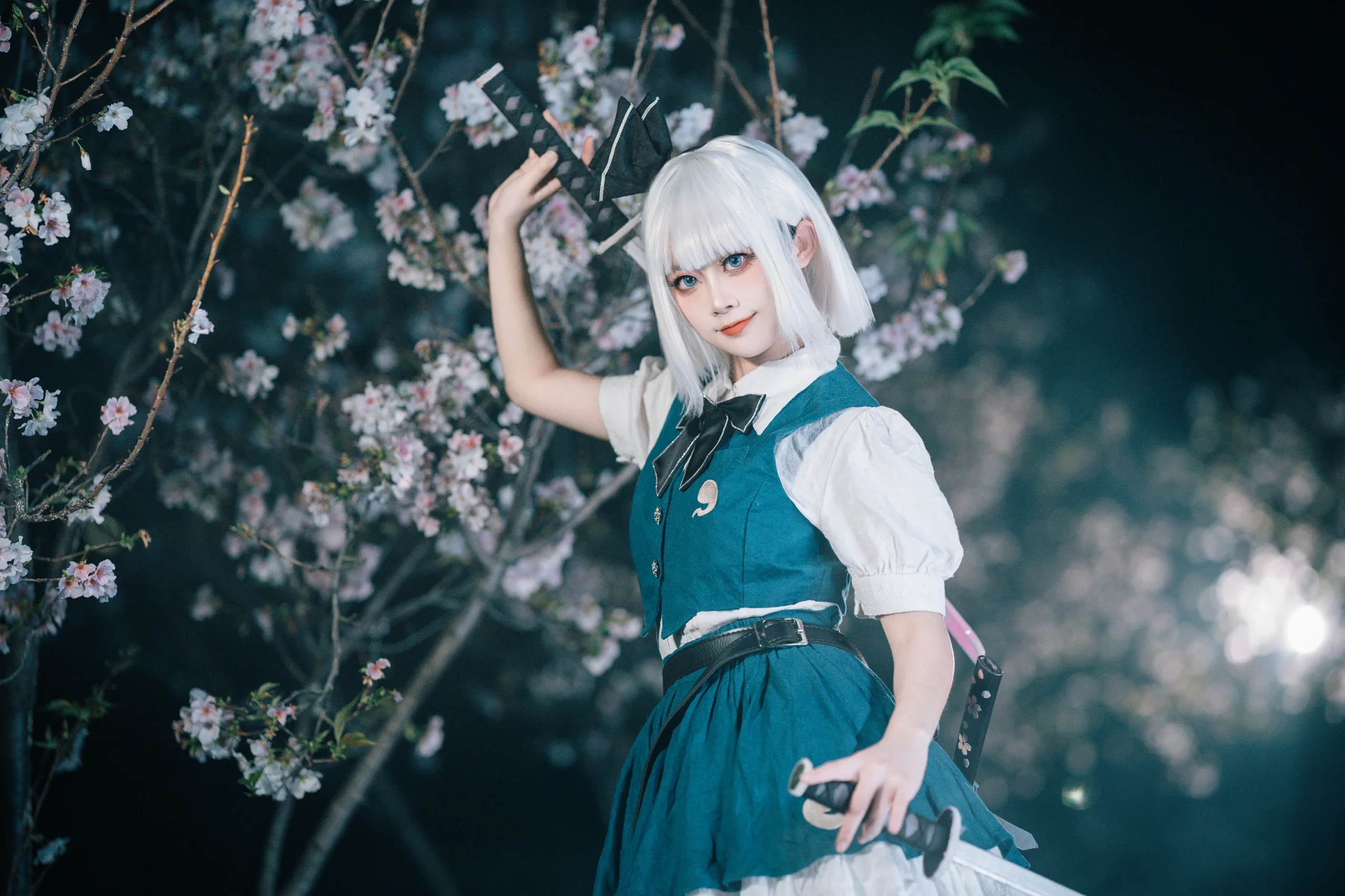 【魂魄妖梦cos】夜樱之下挥刀，致敬东方Project庭师 - 第 10 张