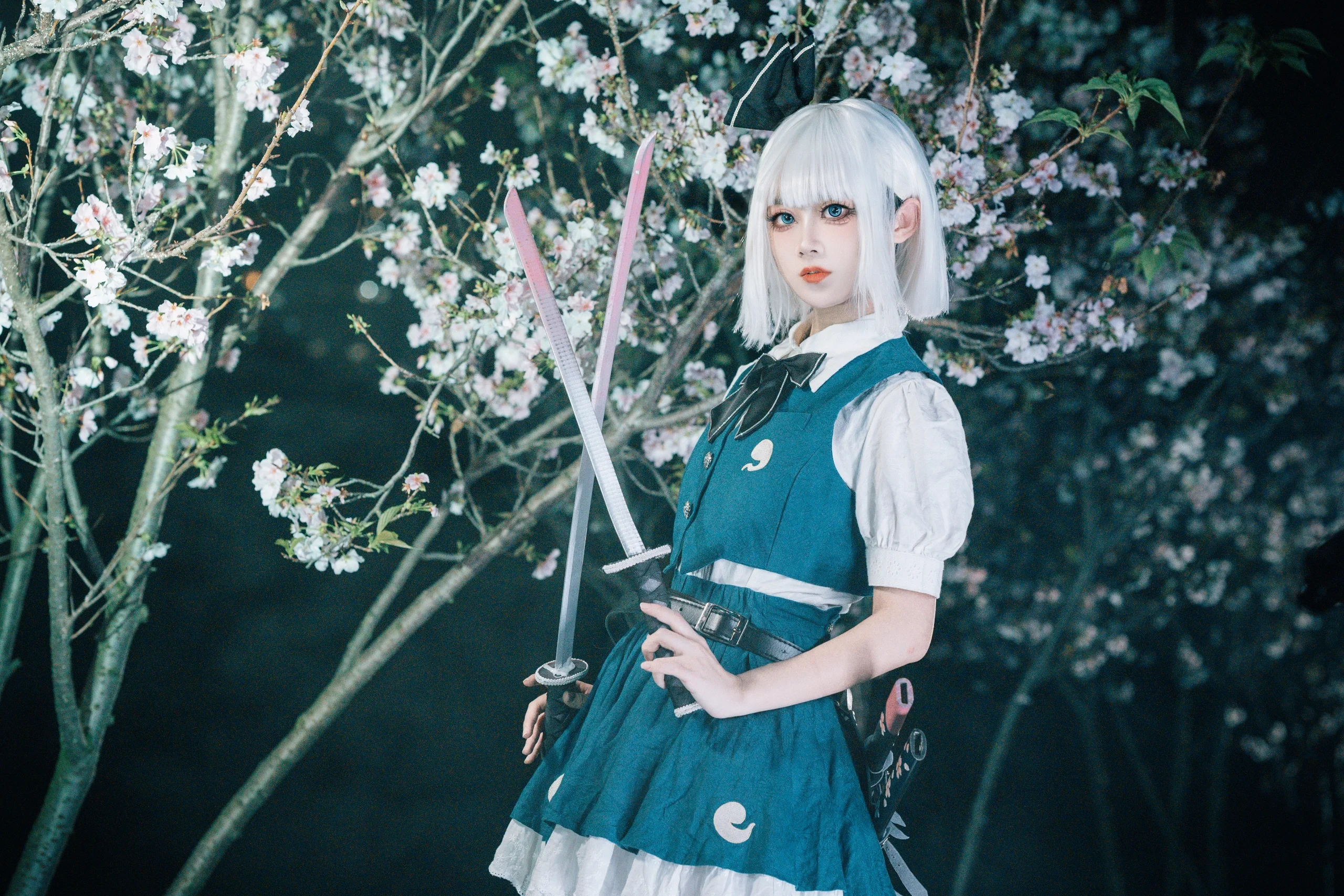 【魂魄妖梦cos】夜樱之下挥刀，致敬东方Project庭师 - 第 12 张