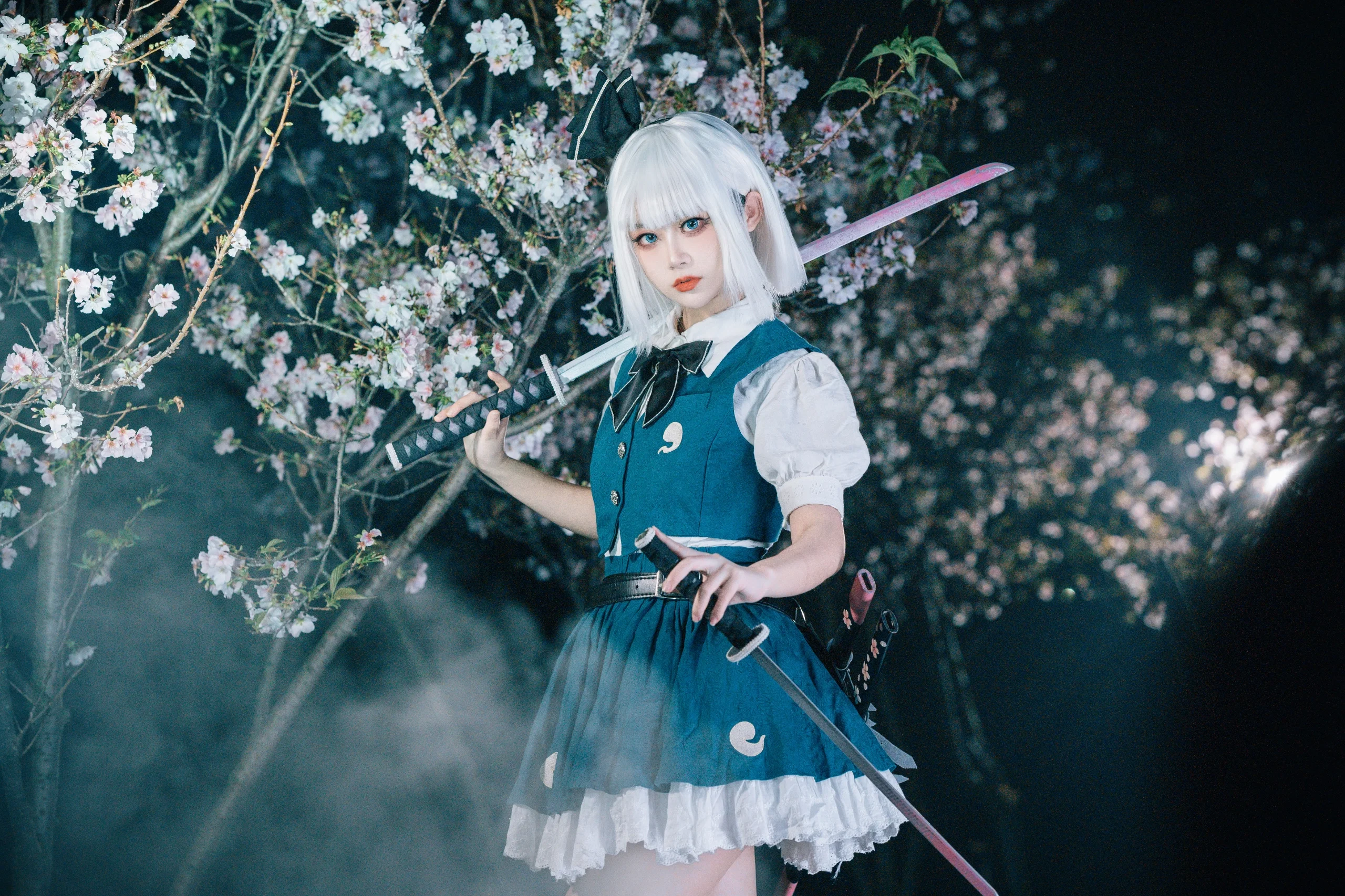 【魂魄妖梦cos】夜樱之下挥刀，致敬东方Project庭师 - 第 13 张