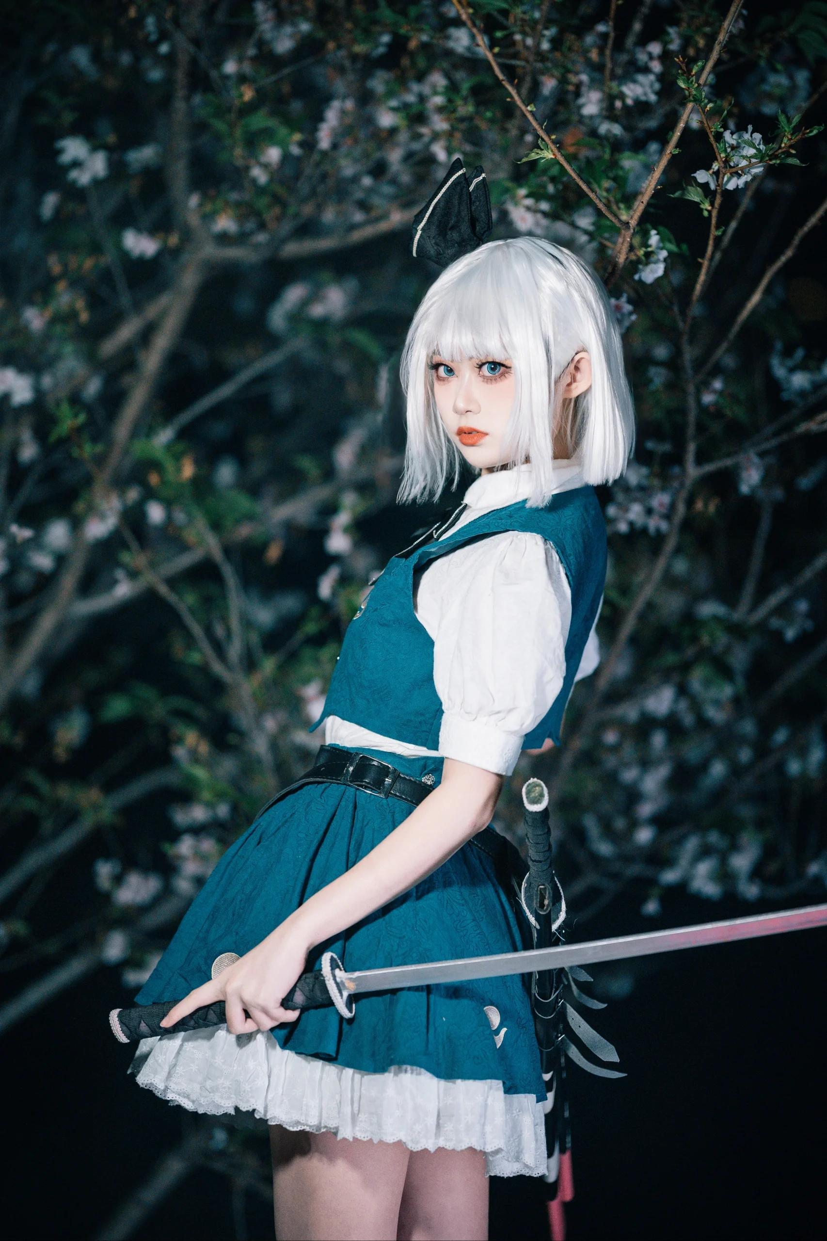 【魂魄妖梦cos】夜樱之下挥刀，致敬东方Project庭师 - 第 15 张