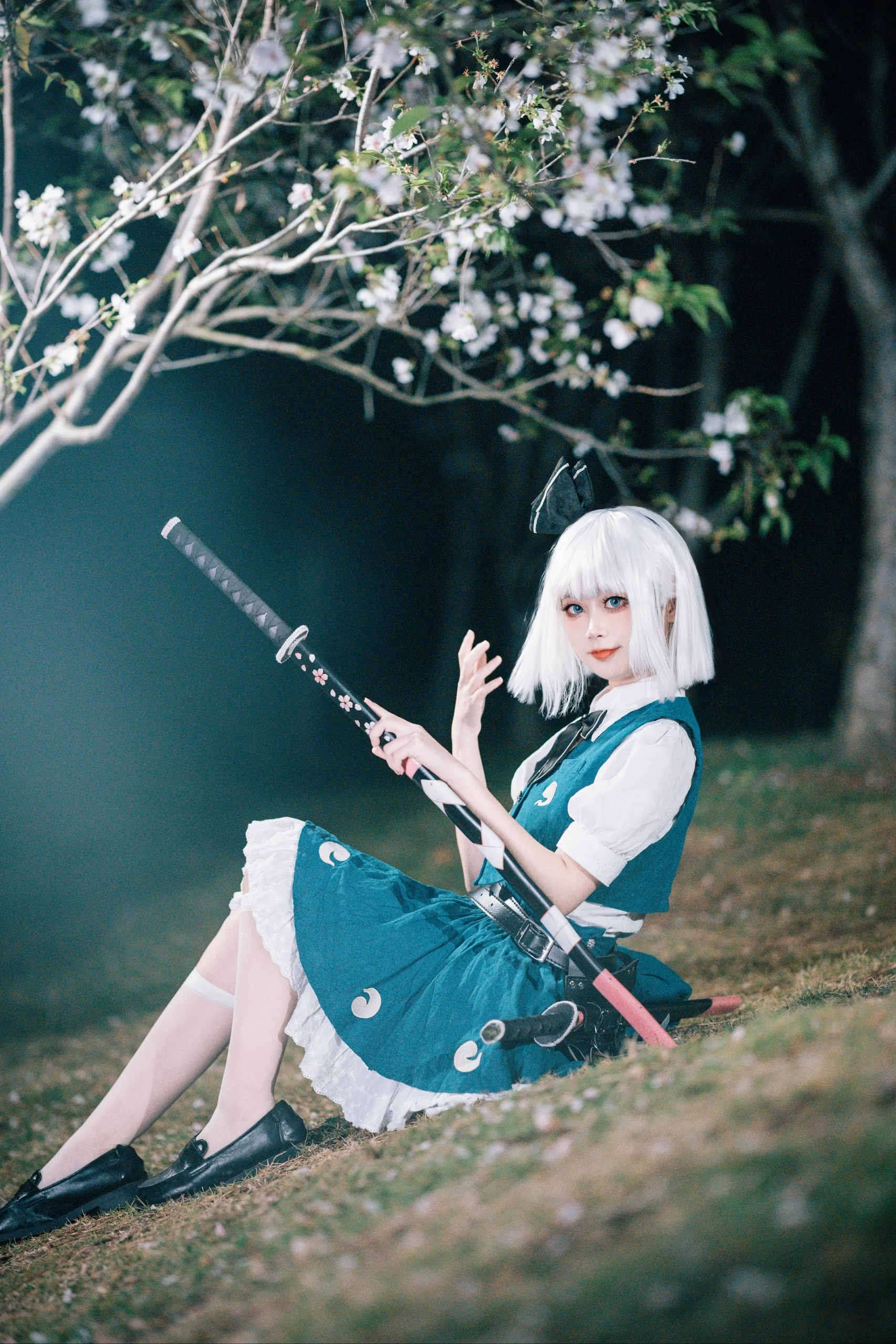 【魂魄妖梦cos】夜樱之下挥刀，致敬东方Project庭师 - 第 17 张