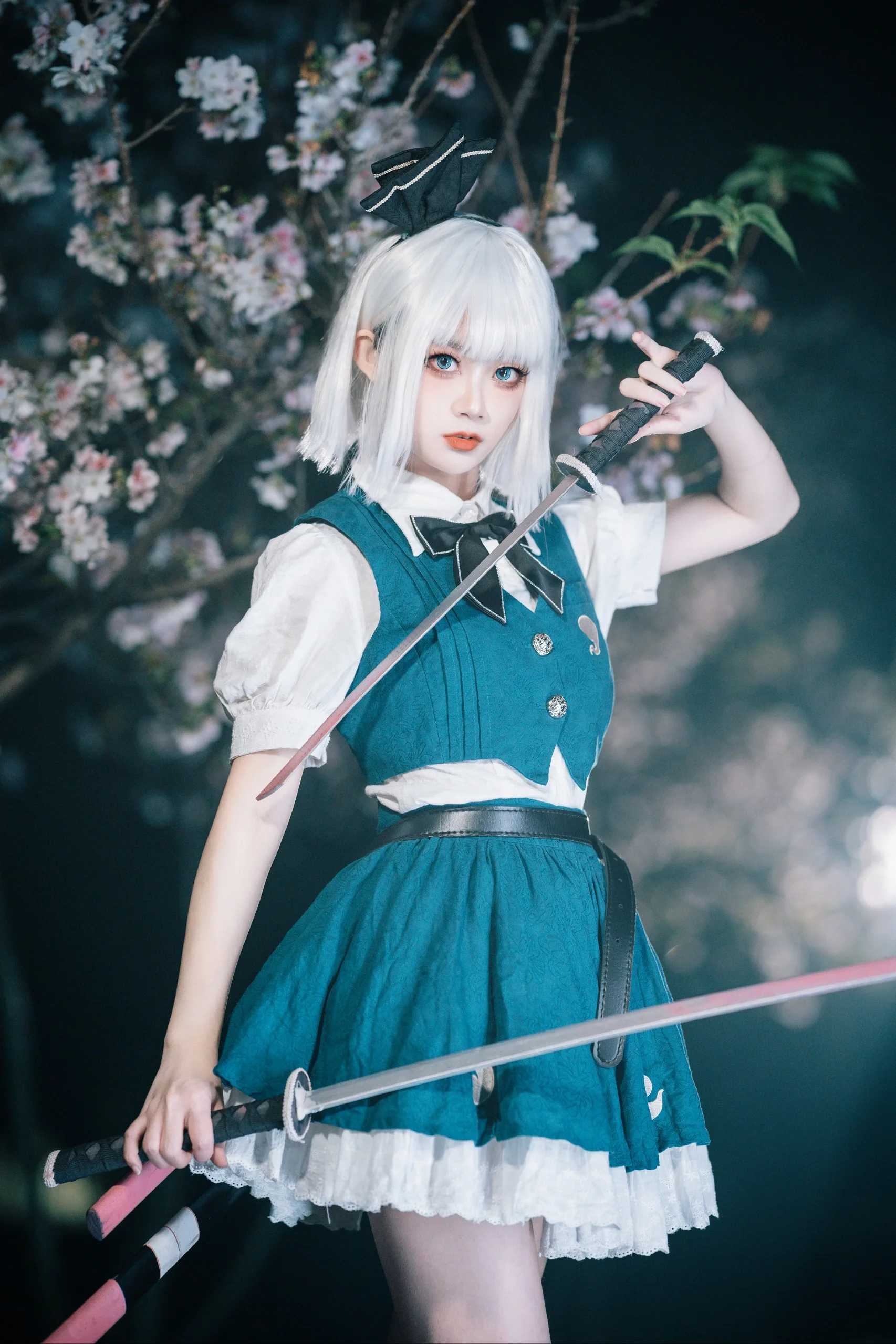 【魂魄妖梦cos】夜樱之下挥刀，致敬东方Project庭师 - 第 3 张