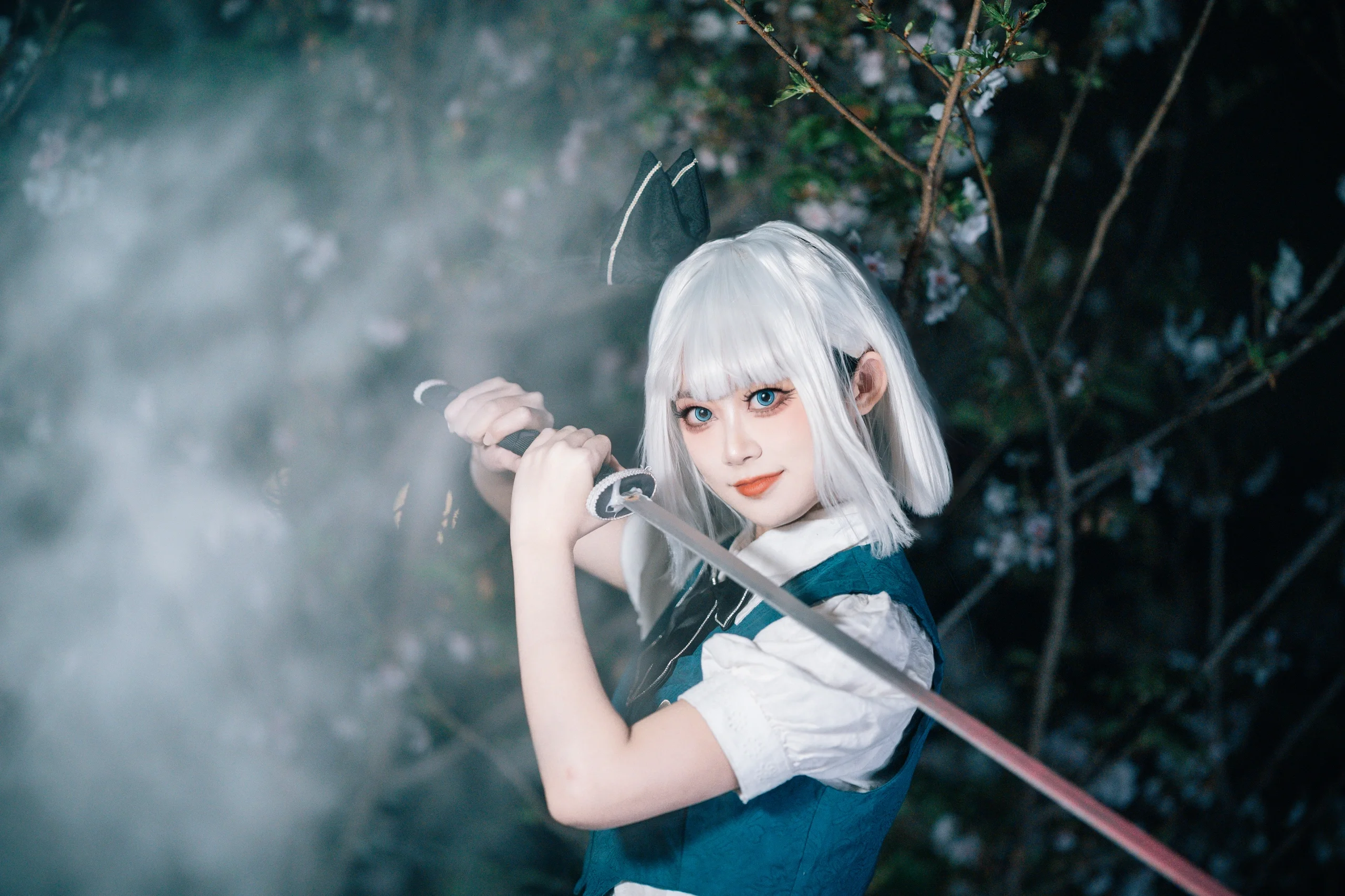 【魂魄妖梦cos】夜樱之下挥刀，致敬东方Project庭师 - 第 4 张