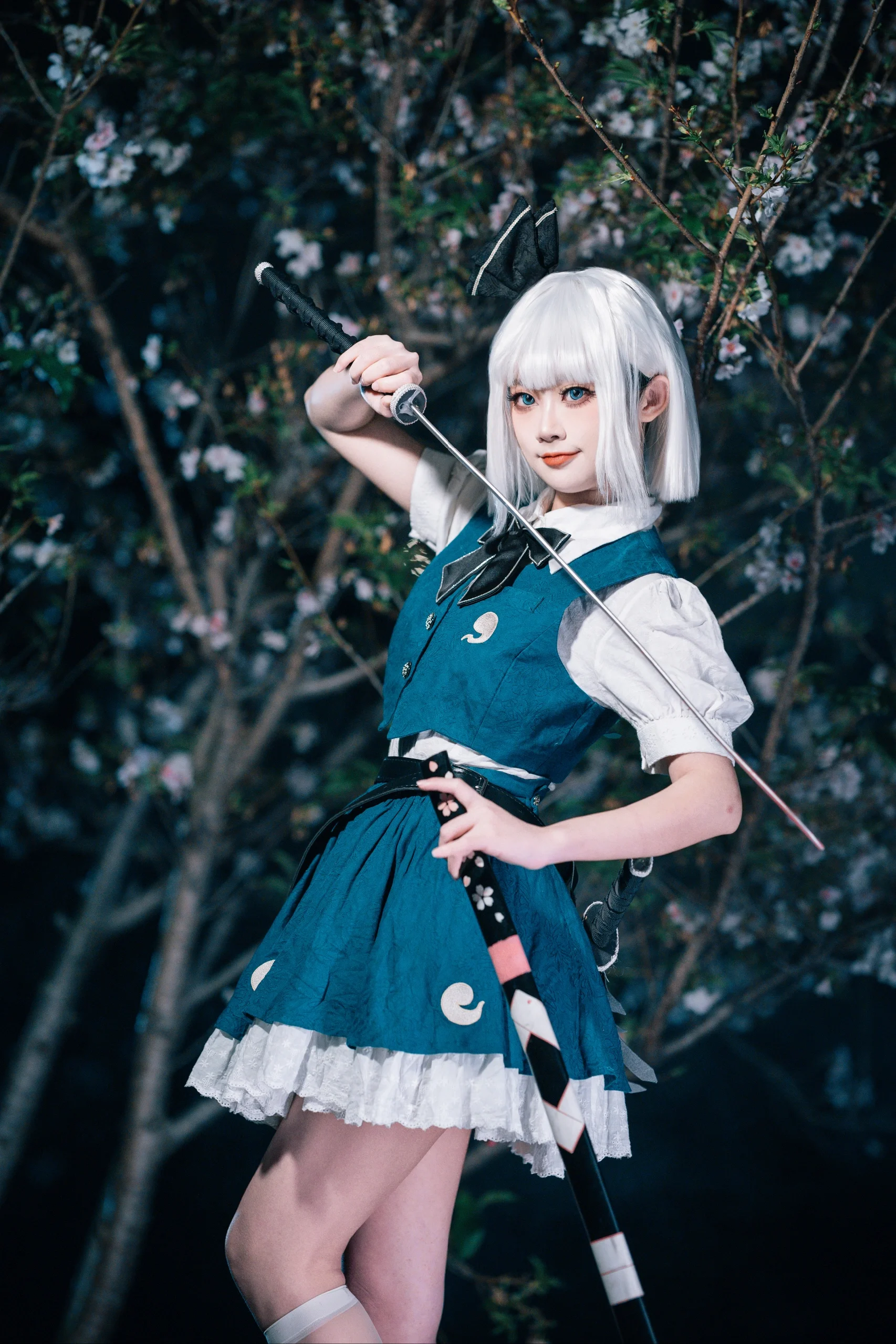 【魂魄妖梦cos】夜樱之下挥刀，致敬东方Project庭师 - 第 5 张