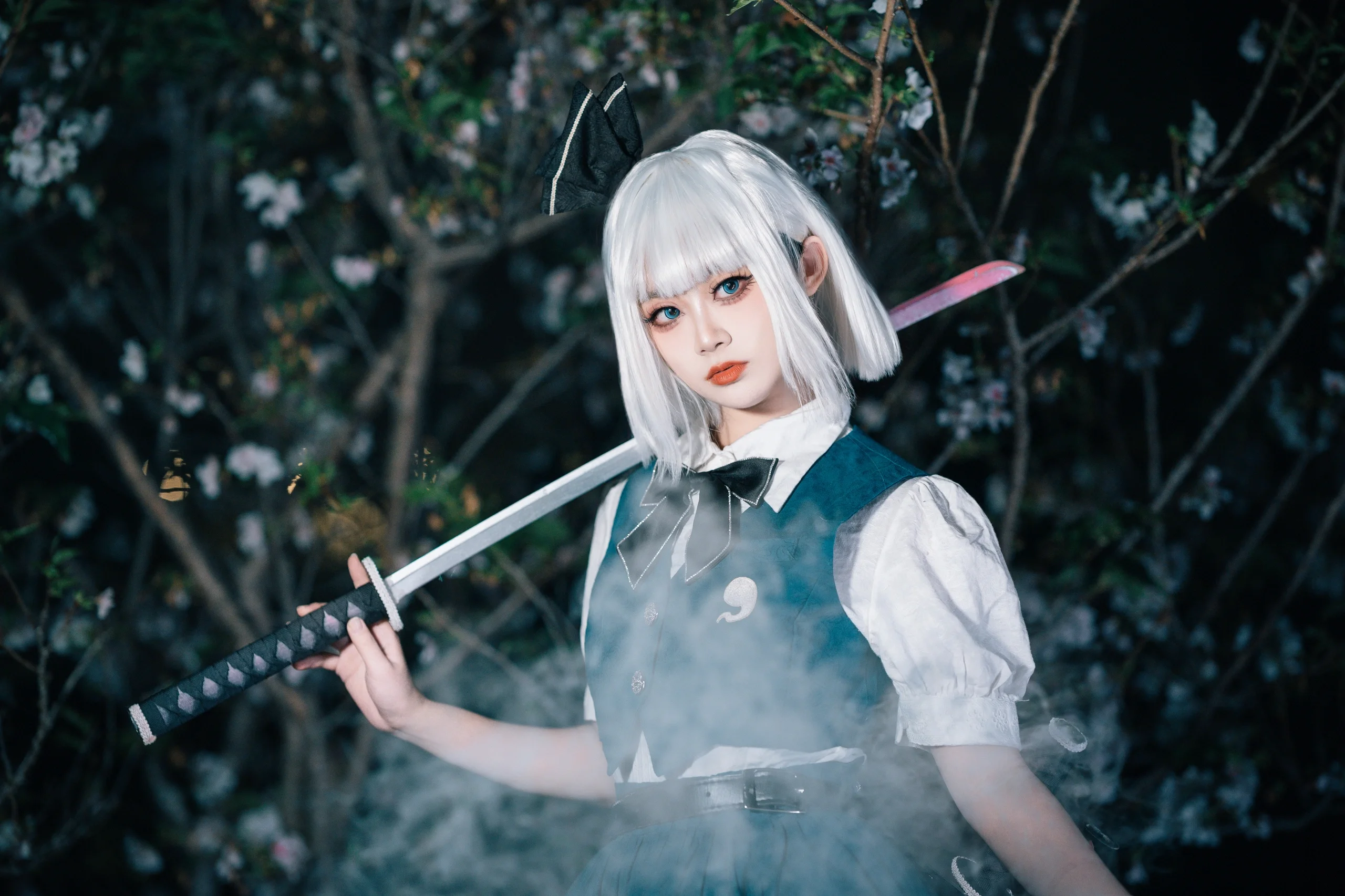 【魂魄妖梦cos】夜樱之下挥刀，致敬东方Project庭师 - 第 7 张