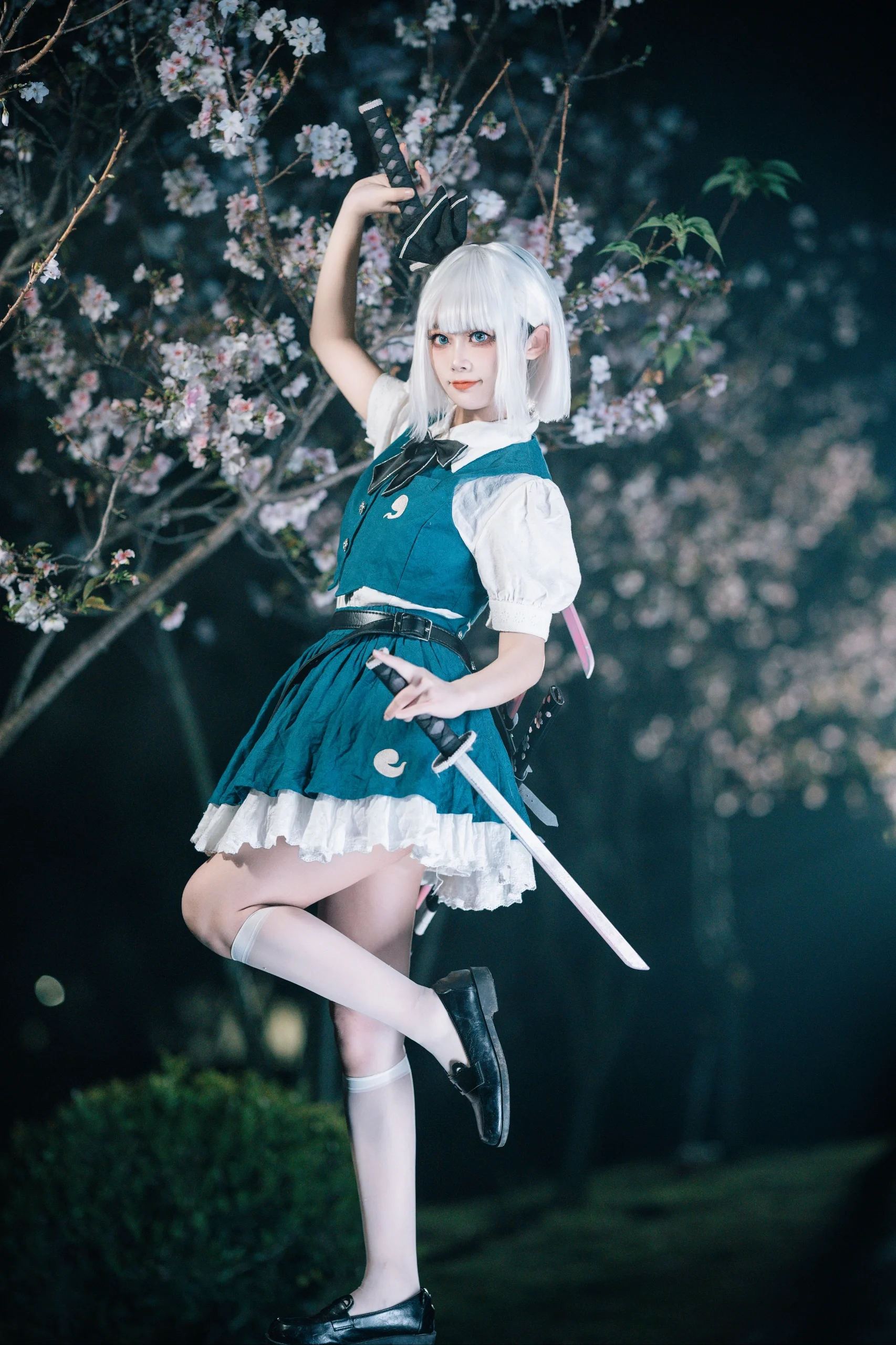 【魂魄妖梦cos】夜樱之下挥刀，致敬东方Project庭师 - 第 9 张