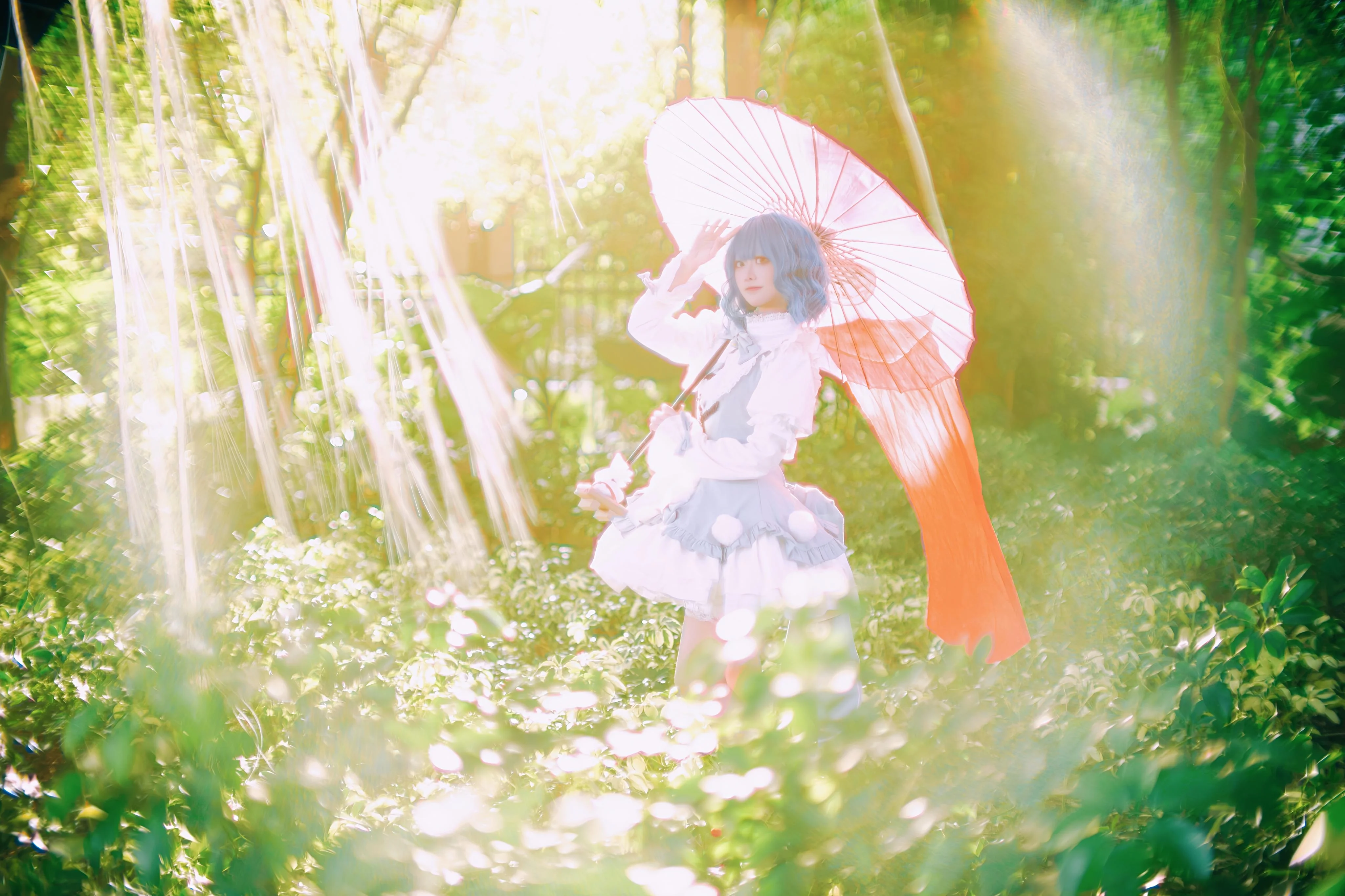 【多多良小伞cos】东方project，林间逆光下的粉伞少女 - 第 7 张