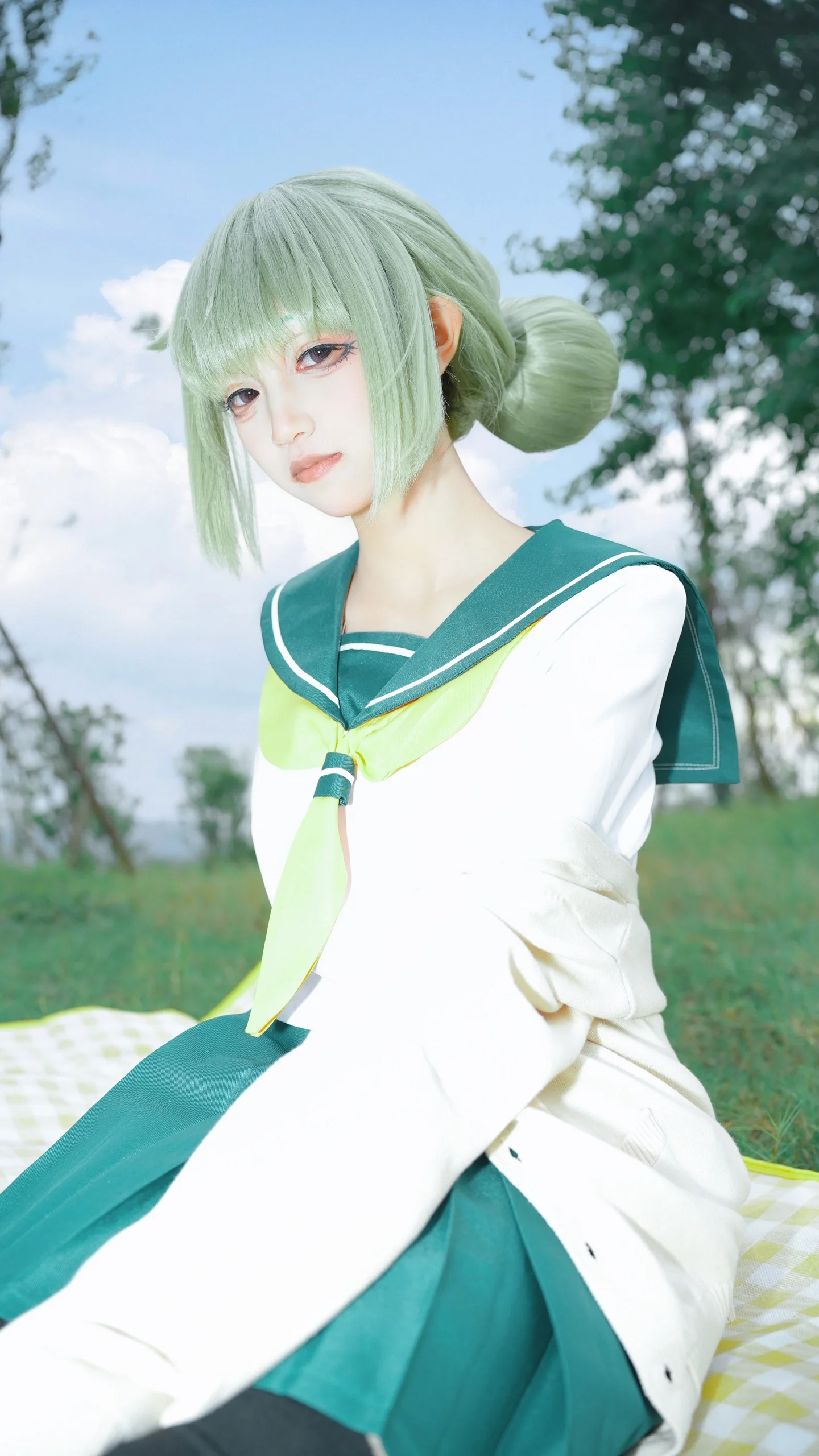 【阿良河基维cos】在野餐垫上随手拍的这套jk服，意外调出柔光效果 - 第 2 张