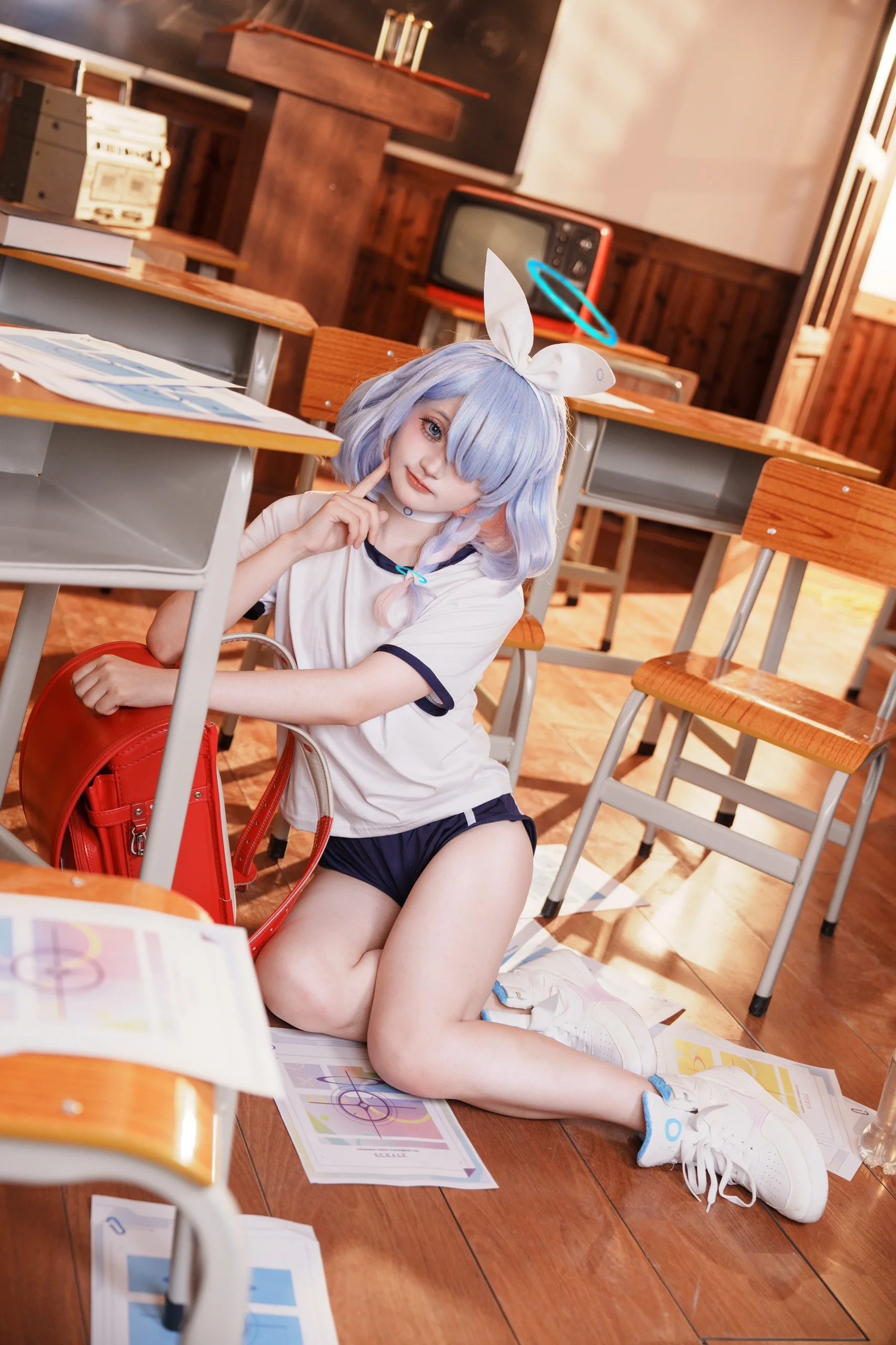 【阿罗娜cos】蔚蓝档案里的蓝色恶魔，体操服穿搭轻松拿捏 - 第 2 张