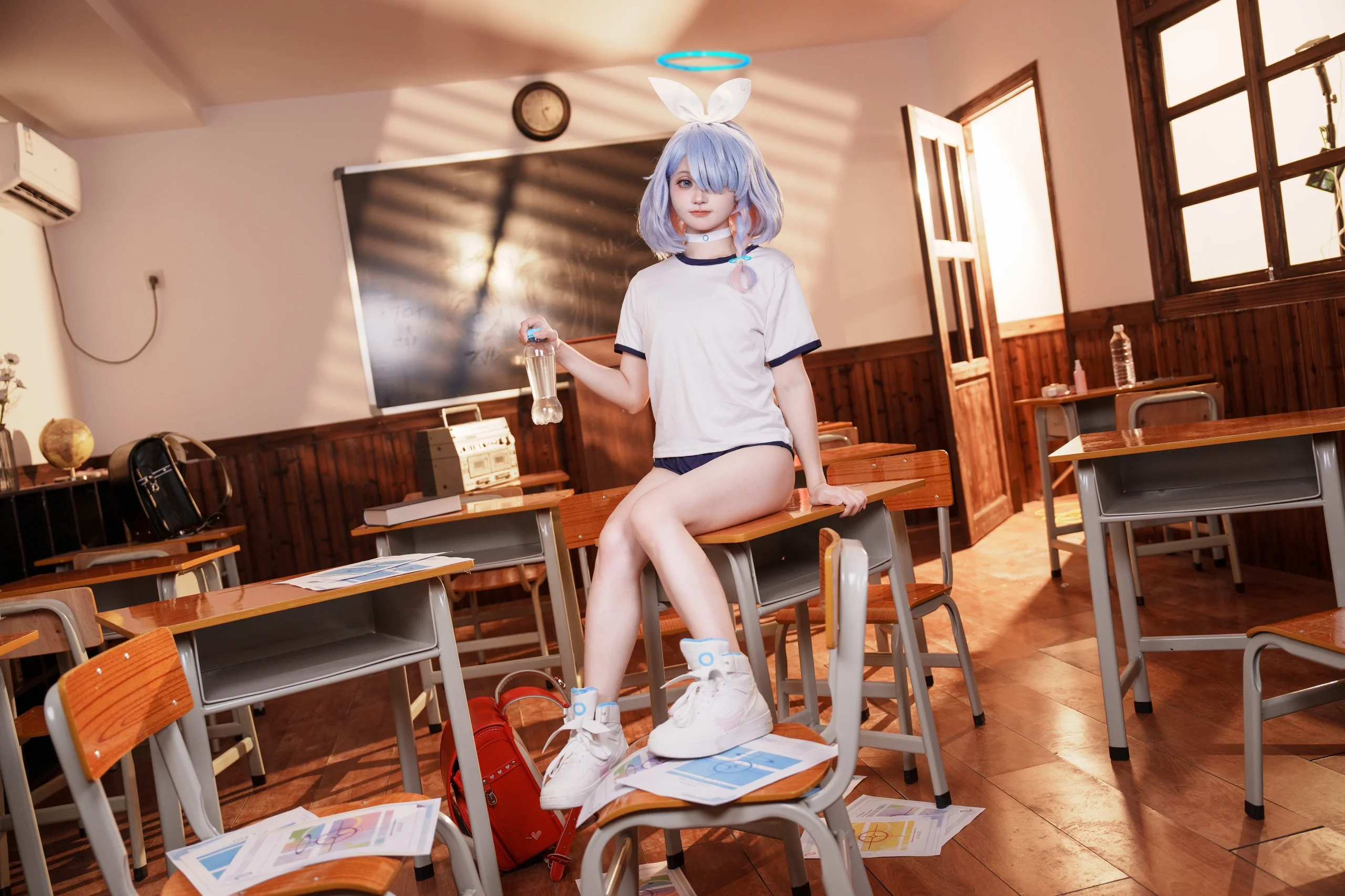 【阿罗娜cos】蔚蓝档案里的蓝色恶魔，体操服穿搭轻松拿捏
