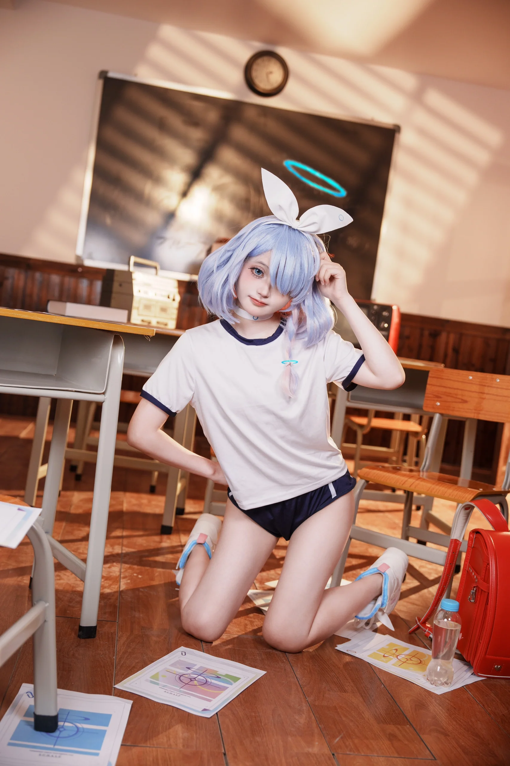 【阿罗娜cos】蔚蓝档案里的蓝色恶魔，体操服穿搭轻松拿捏 - 第 6 张
