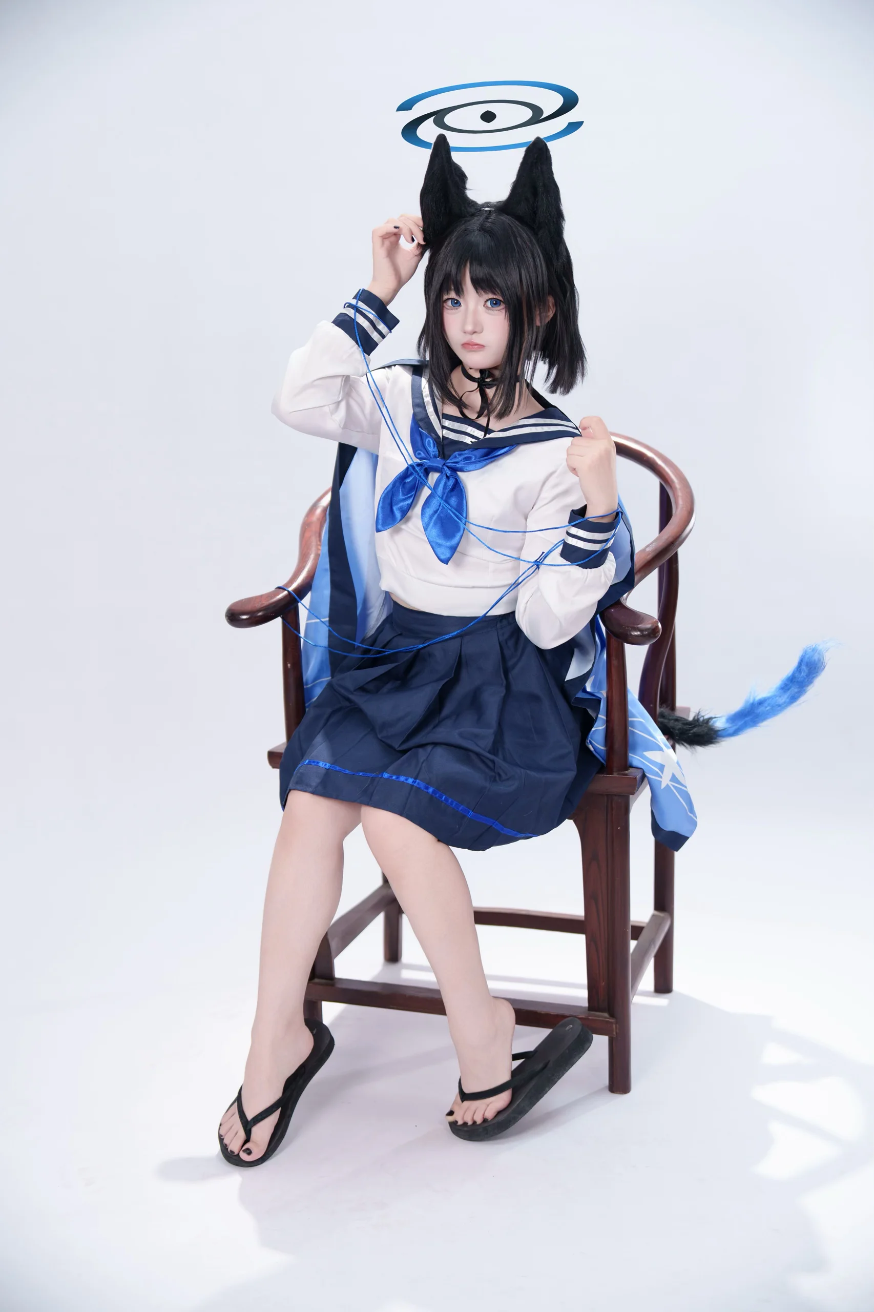 【桐生桔梗cos】這套藍白配色的水手服，是屬於蔚藍檔案的日常感 - 第 2 張