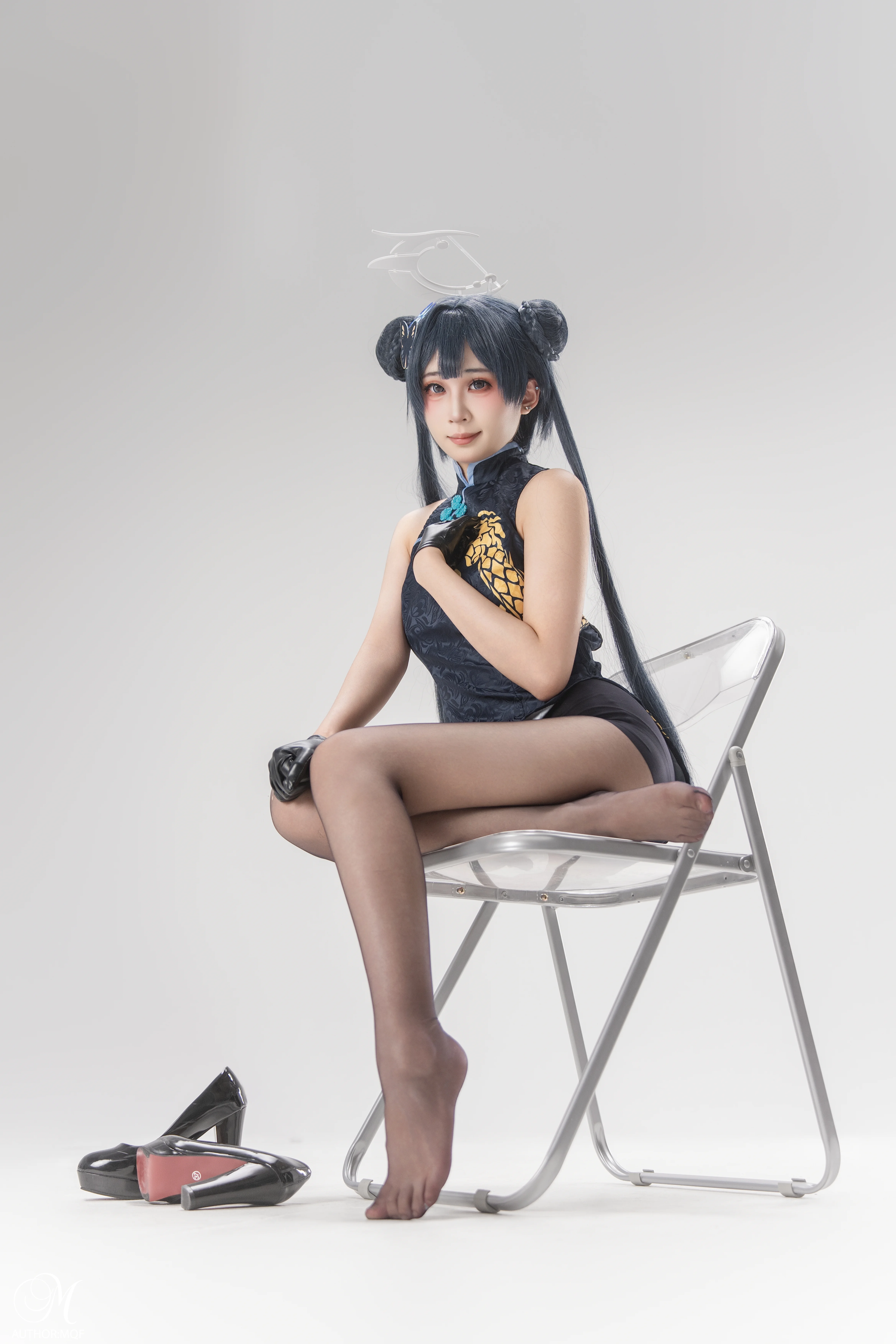 【妃咲cos】碧蓝档案，黑旗袍与黑丝的冷艳慵懒感