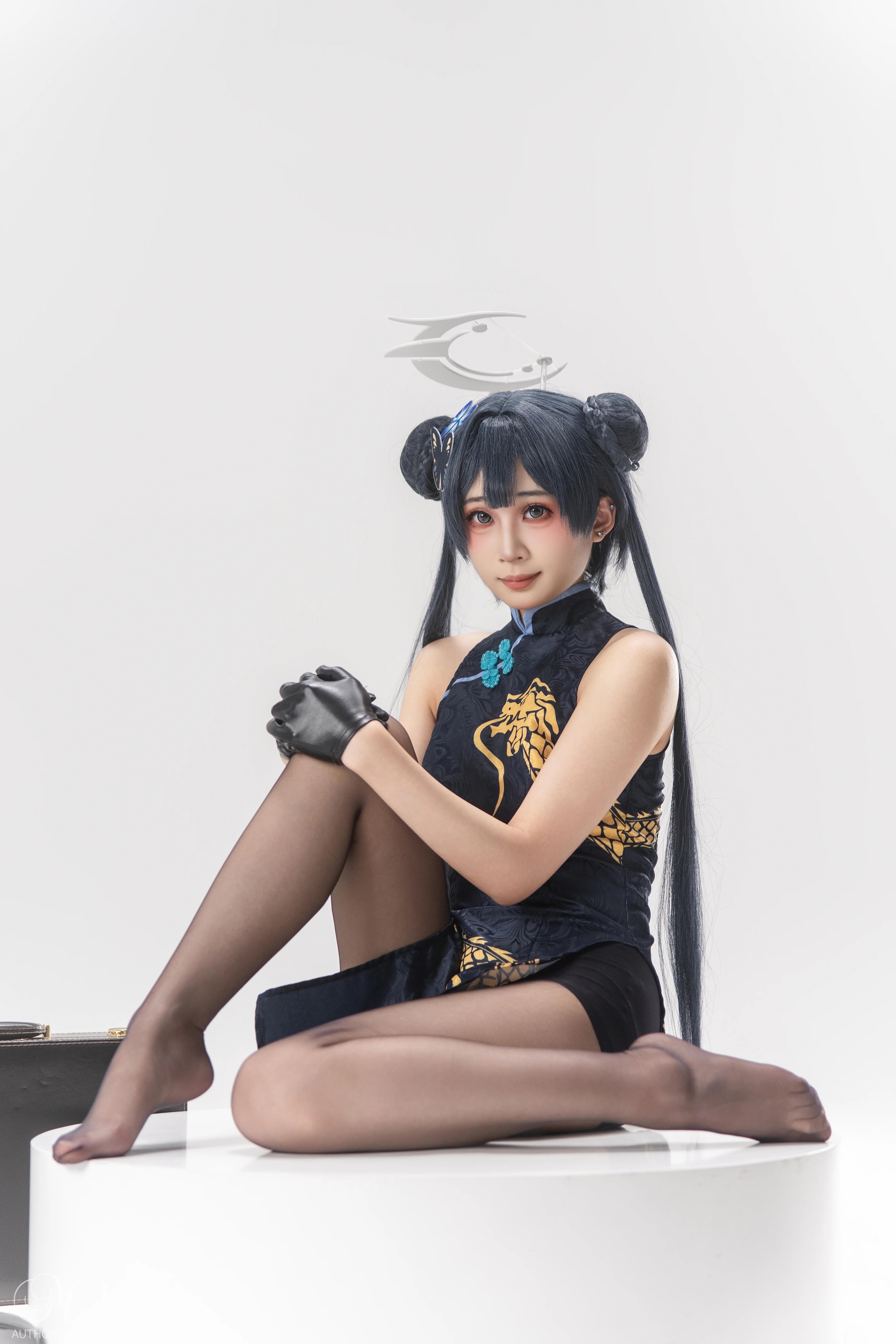 【妃咲cos】碧蓝档案，黑旗袍与黑丝的冷艳慵懒感 - 第 7 张