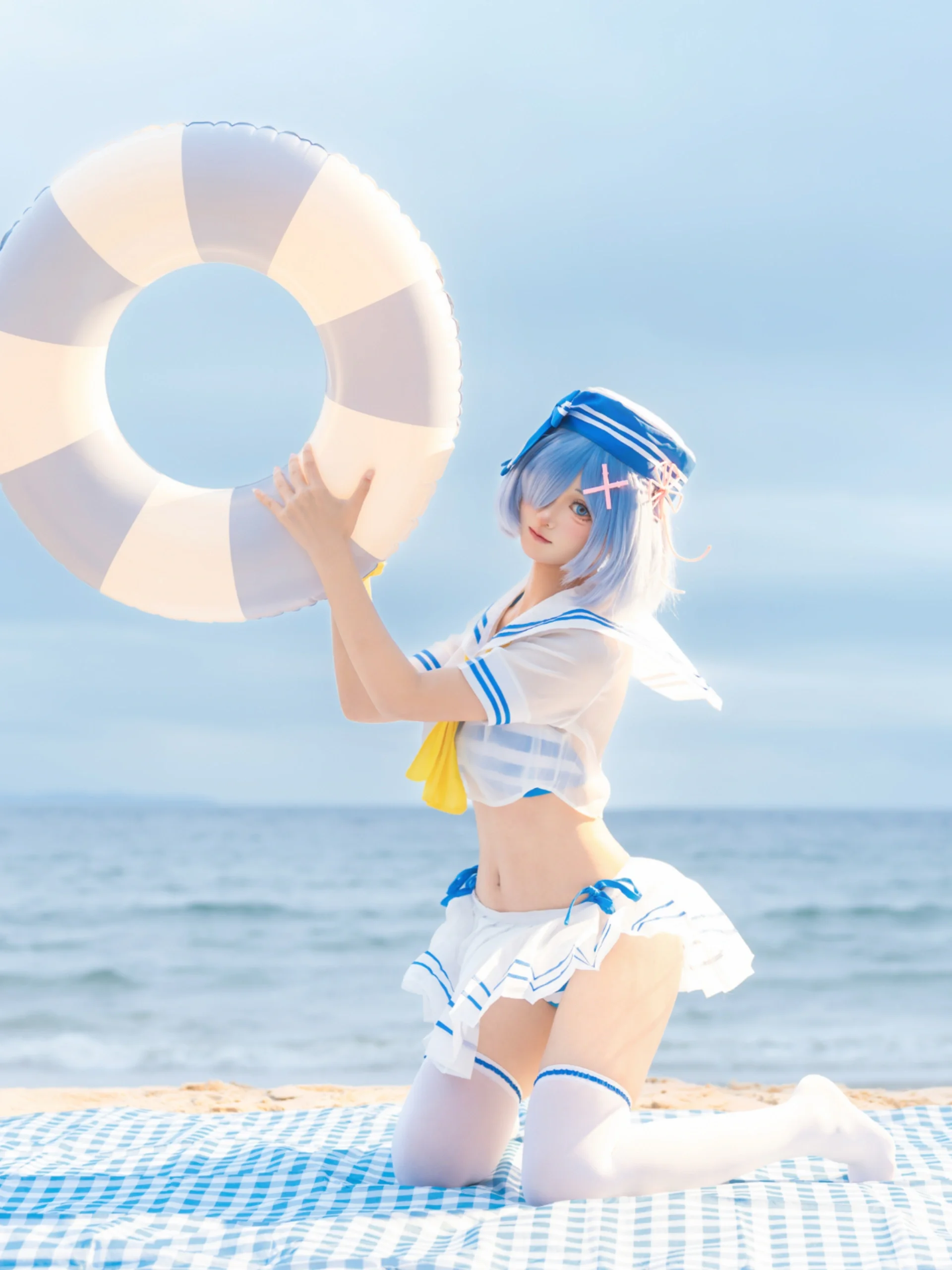 【蕾姆cos】从零开始的异世界生活海边清爽泳装拍摄