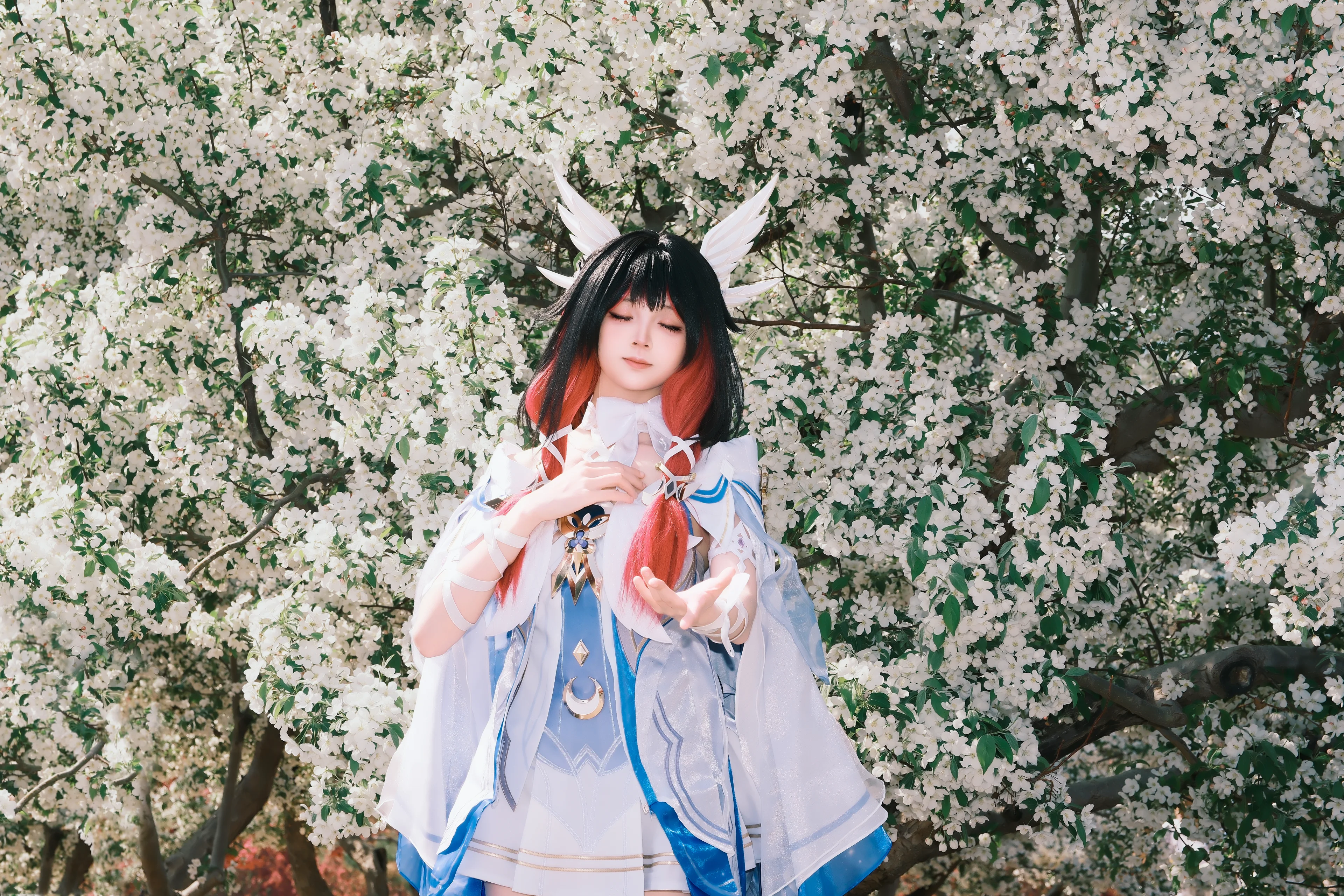 【コロンビーナ コスプレ】百花繚乱と光影の中で出会う、青白き羽翼 - 9 枚目