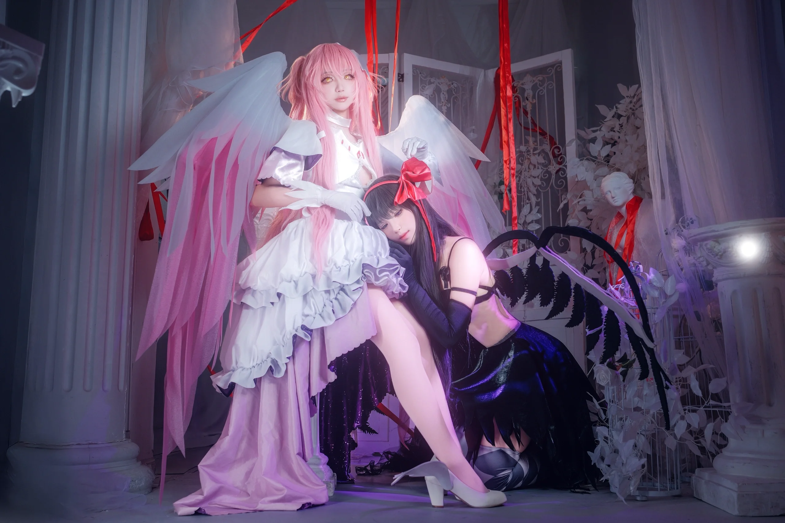 【晓美焰cos与鹿目圆cos】魔法少女小圆双人正片，红黑交织的宿命感 - 第 2 张