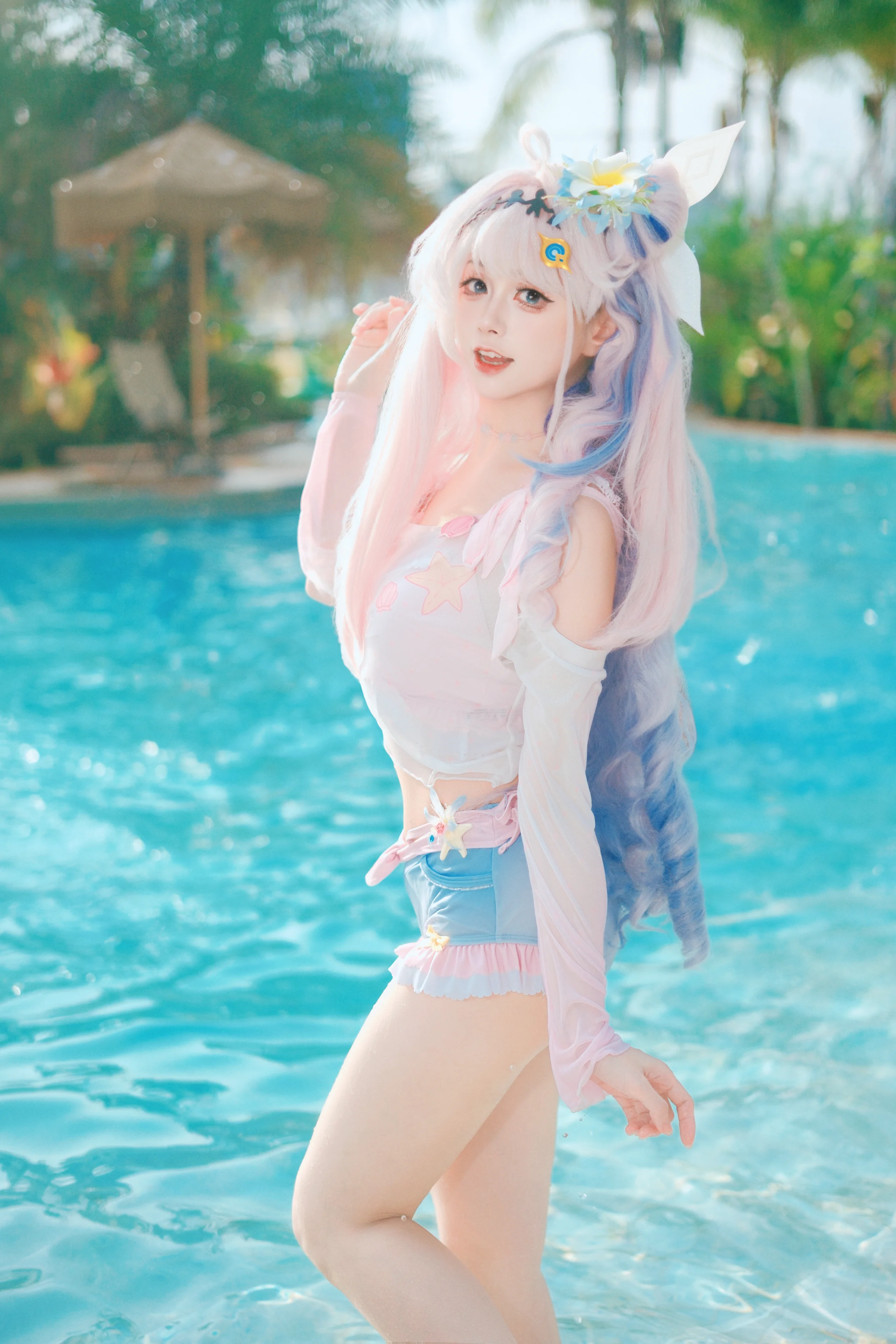 【达妮娅cos】天蓝色的夏天水边泳装写真记录 - 第 1 张