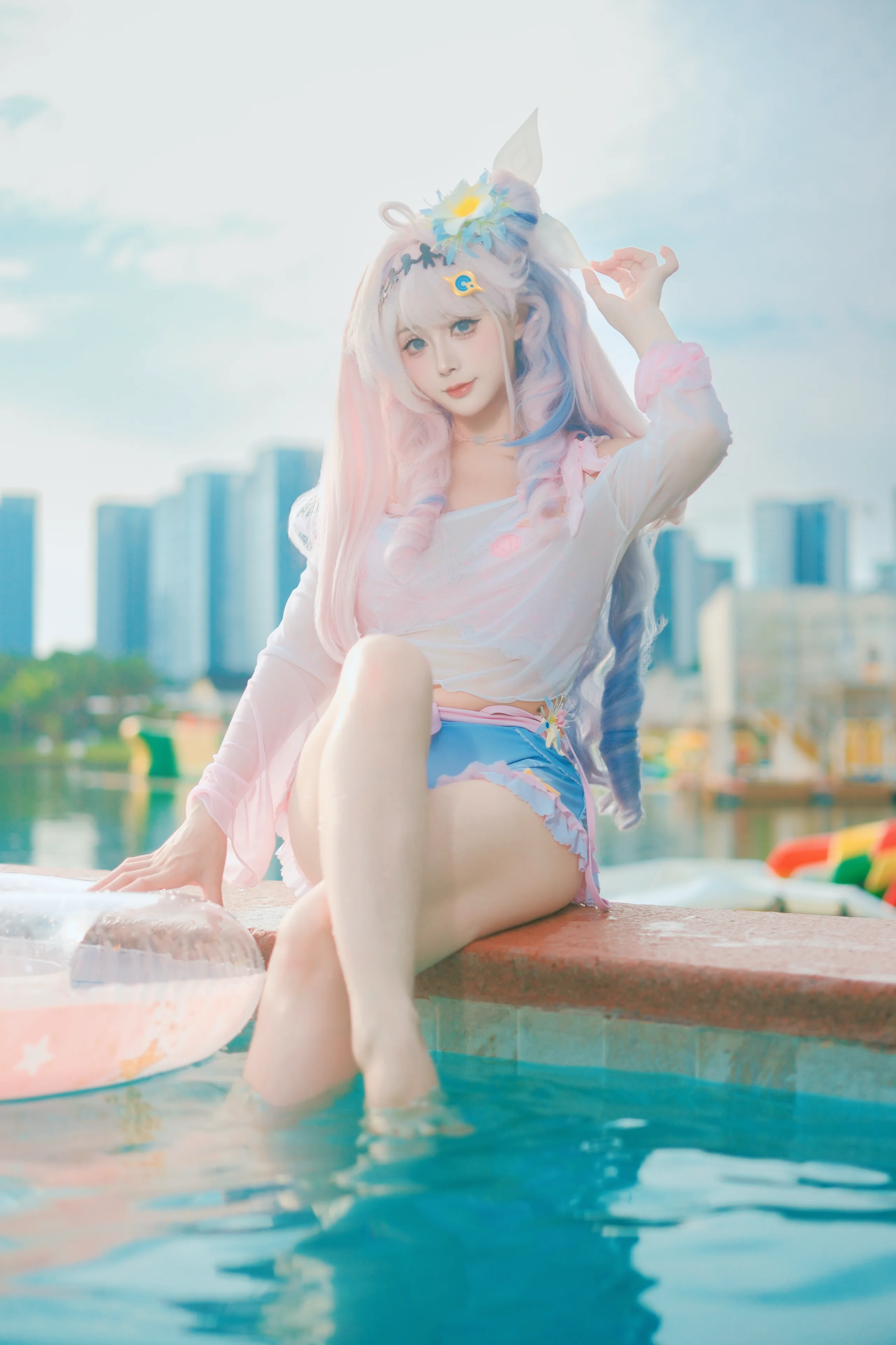 【达妮娅cos】天蓝色的夏天水边泳装写真记录 - 第 3 张