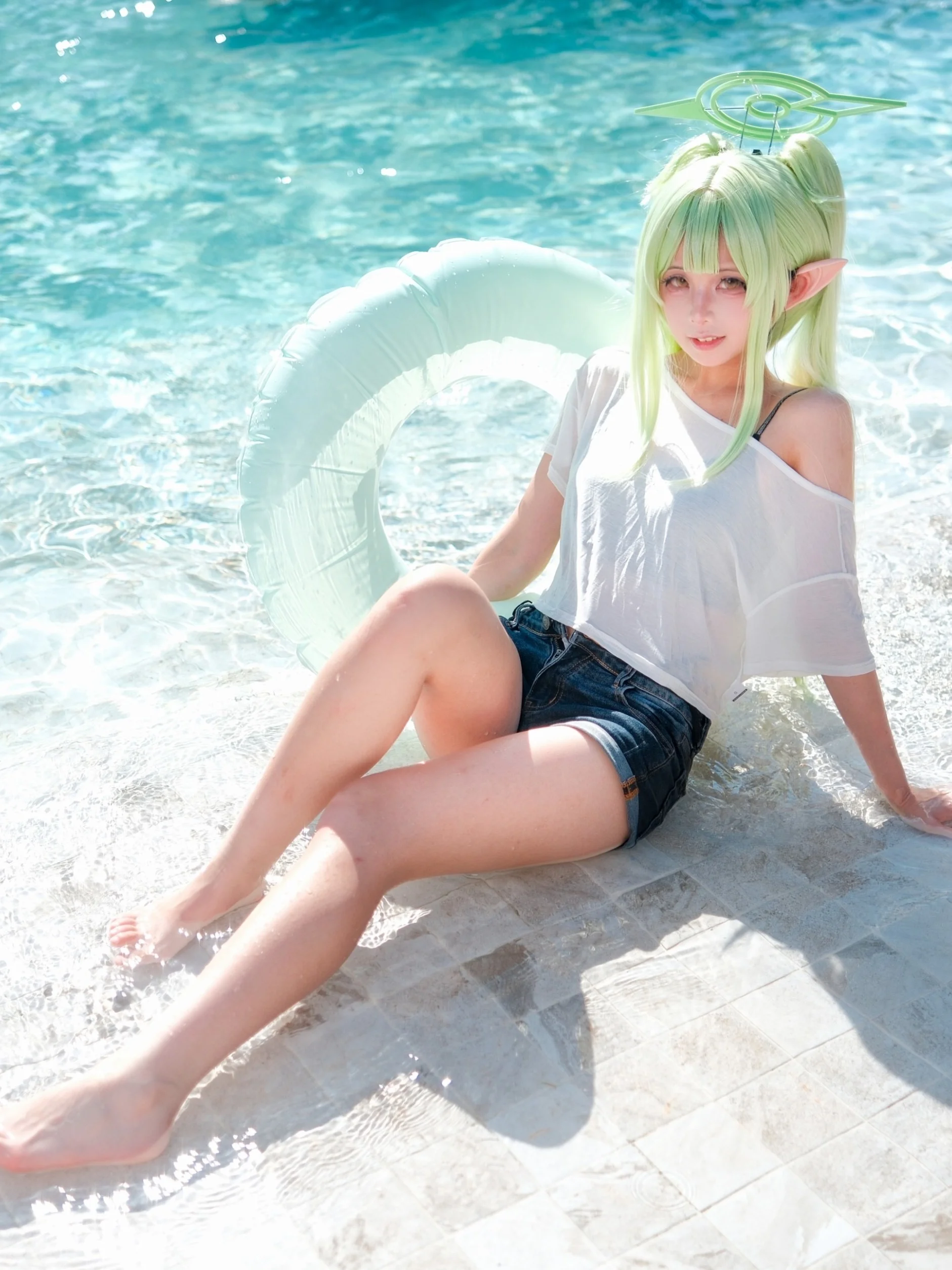 【橘望cos】蔚蓝档案泳装，哈密瓜味的夏日清凉 - 第 1 张
