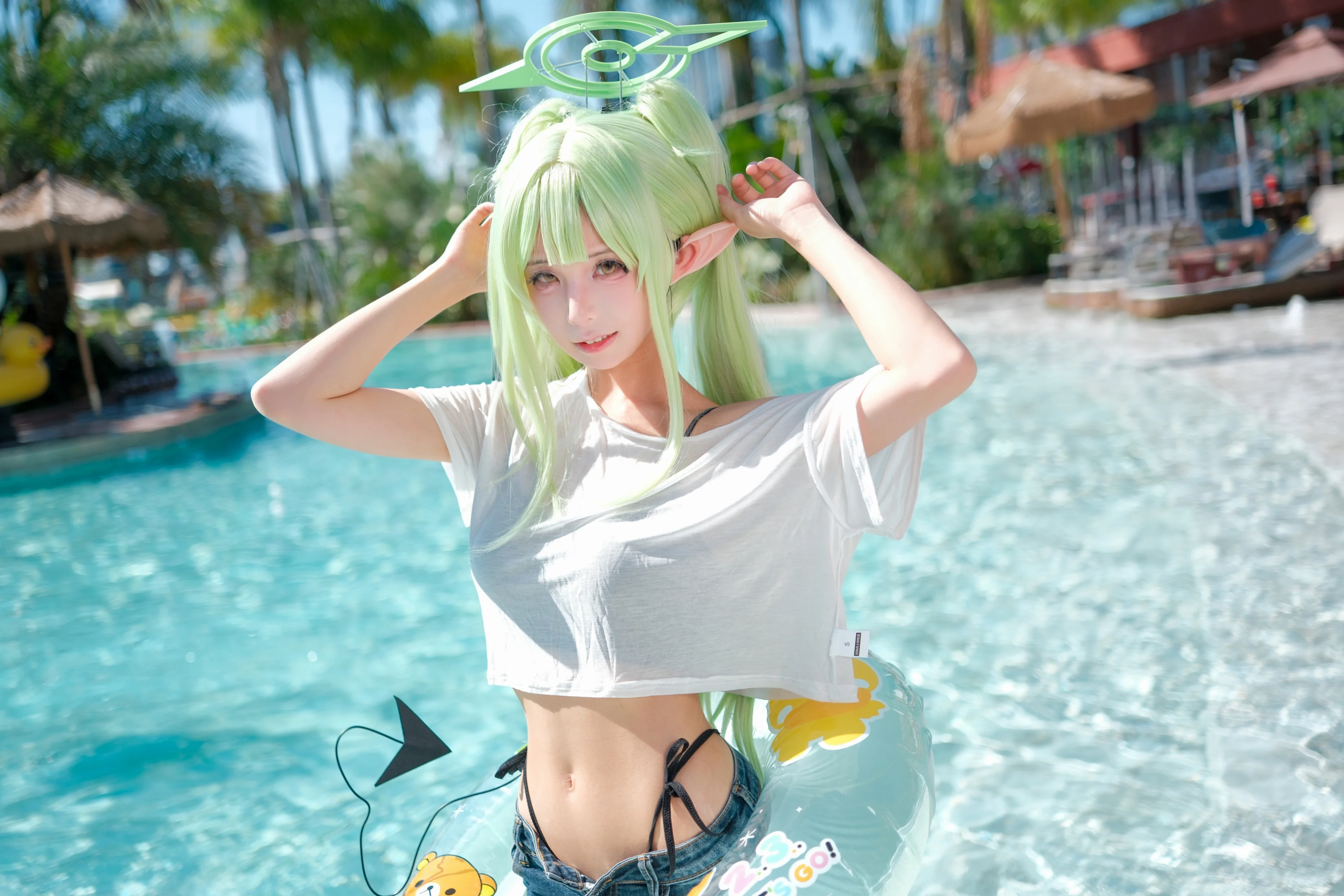 【橘望cos】蔚蓝档案泳装，哈密瓜味的夏日清凉 - 第 4 张