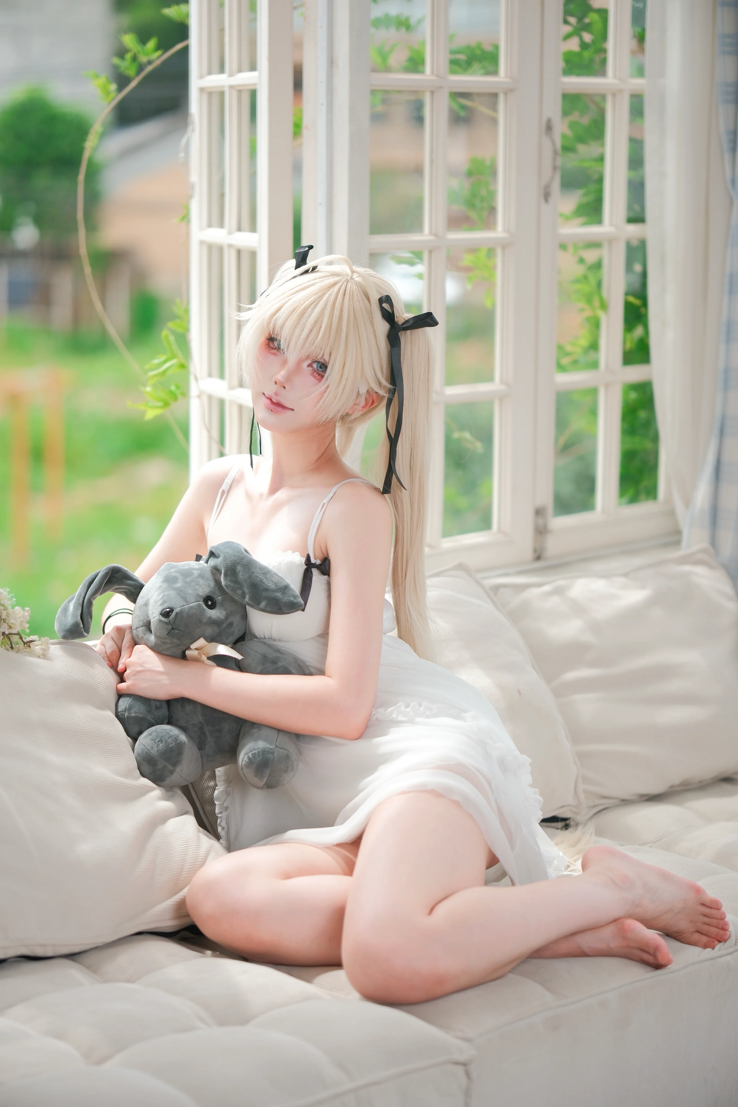 【春日野穹cos】缘之空的白衣少女，窗边治愈系定格