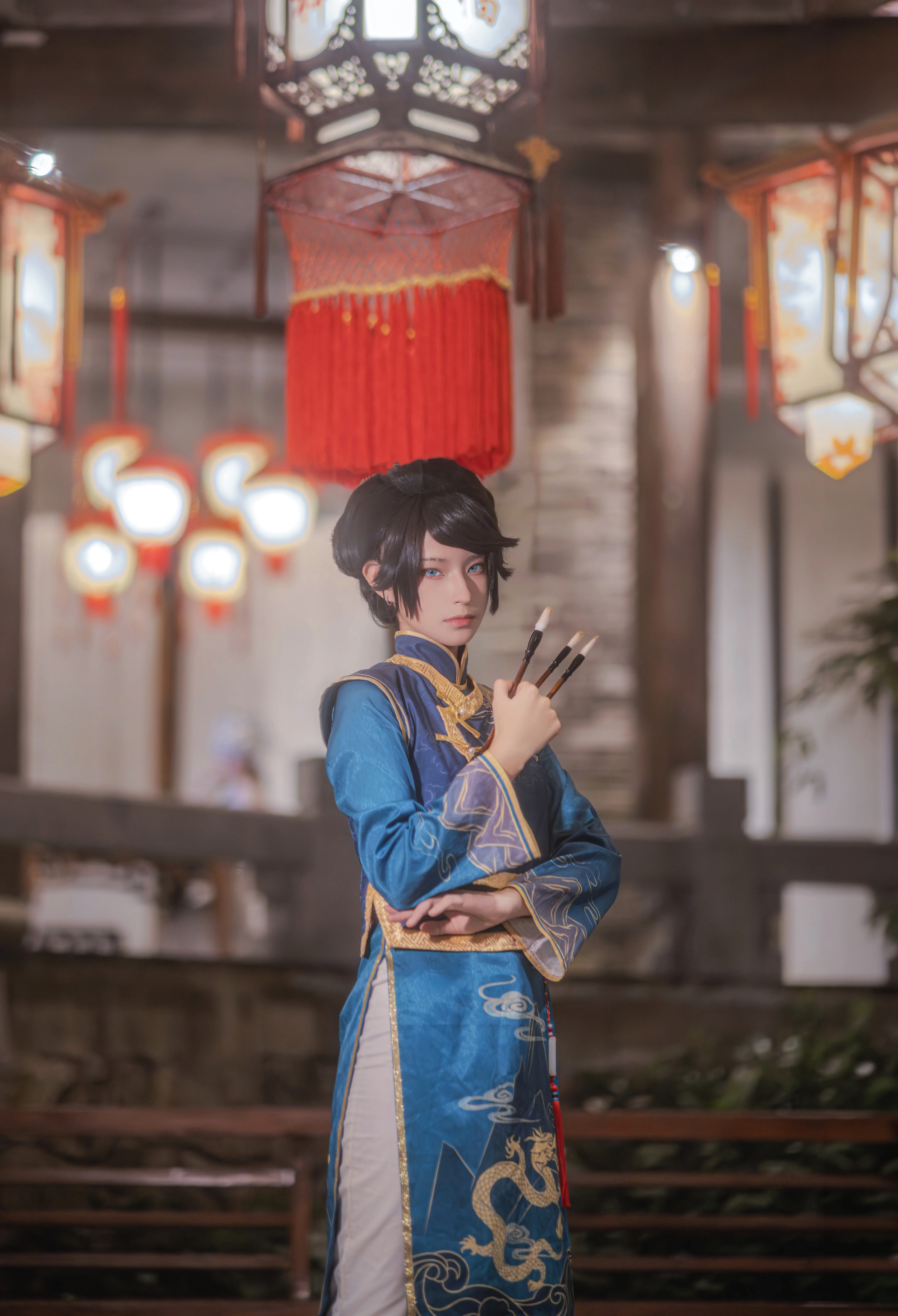 【骨董商コスプレ】Identity V 第五人格、古楼のランタンに映える中国風写真の二人組 - 3 枚目