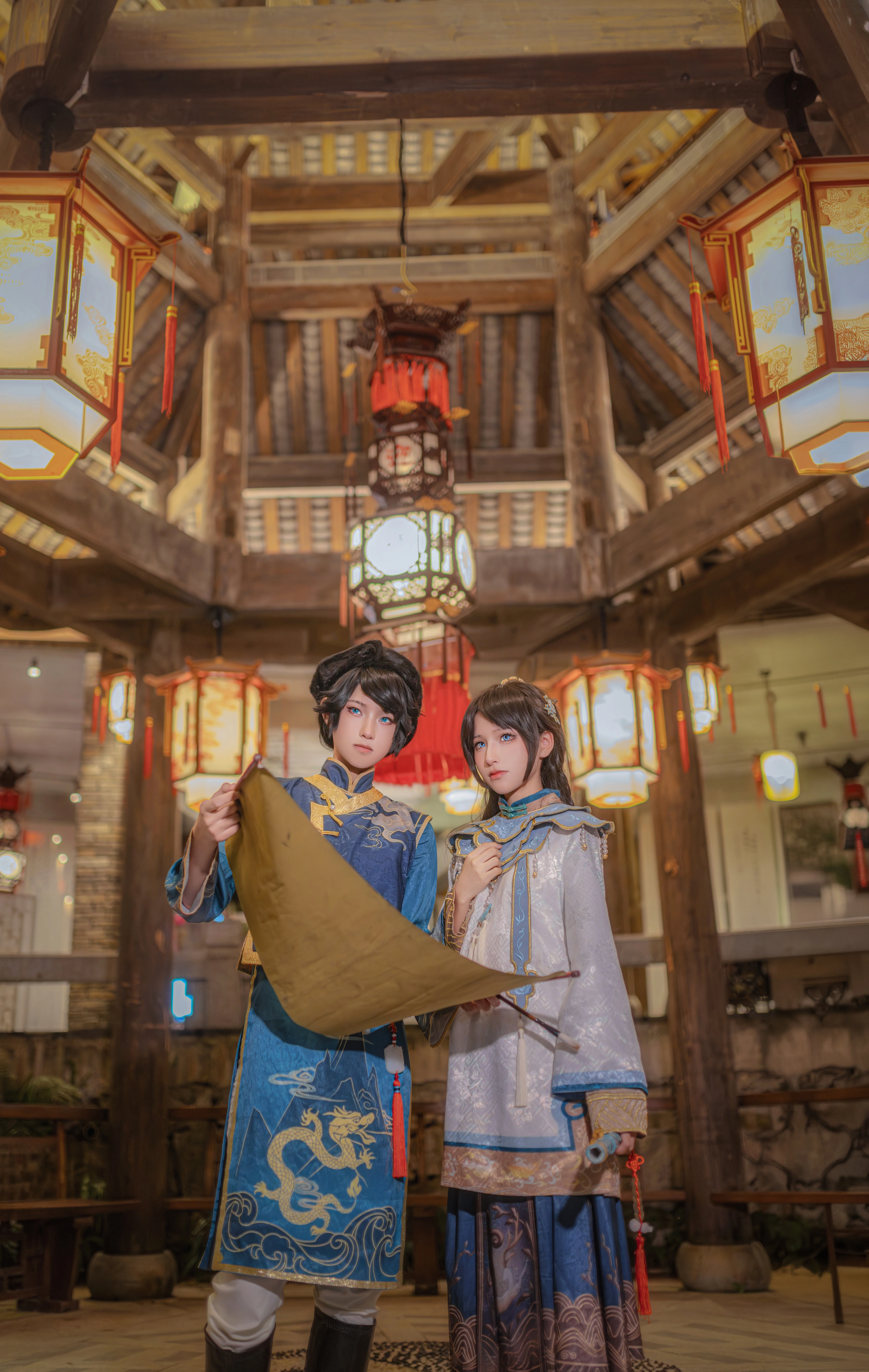 【骨董商コスプレ】Identity V 第五人格、古楼のランタンに映える中国風写真の二人組 - 5 枚目