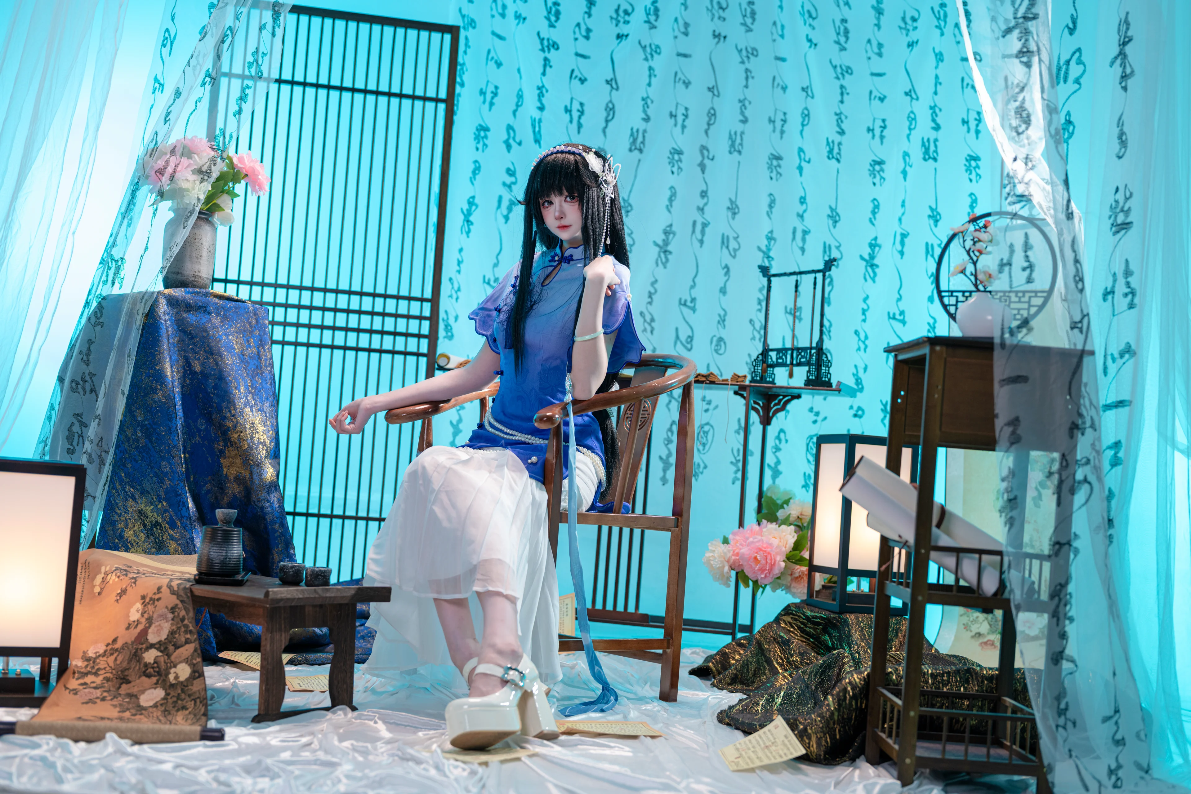 [王者荣耀西施cos] 实景棚里的蓝调清冷风 - 第 2 张