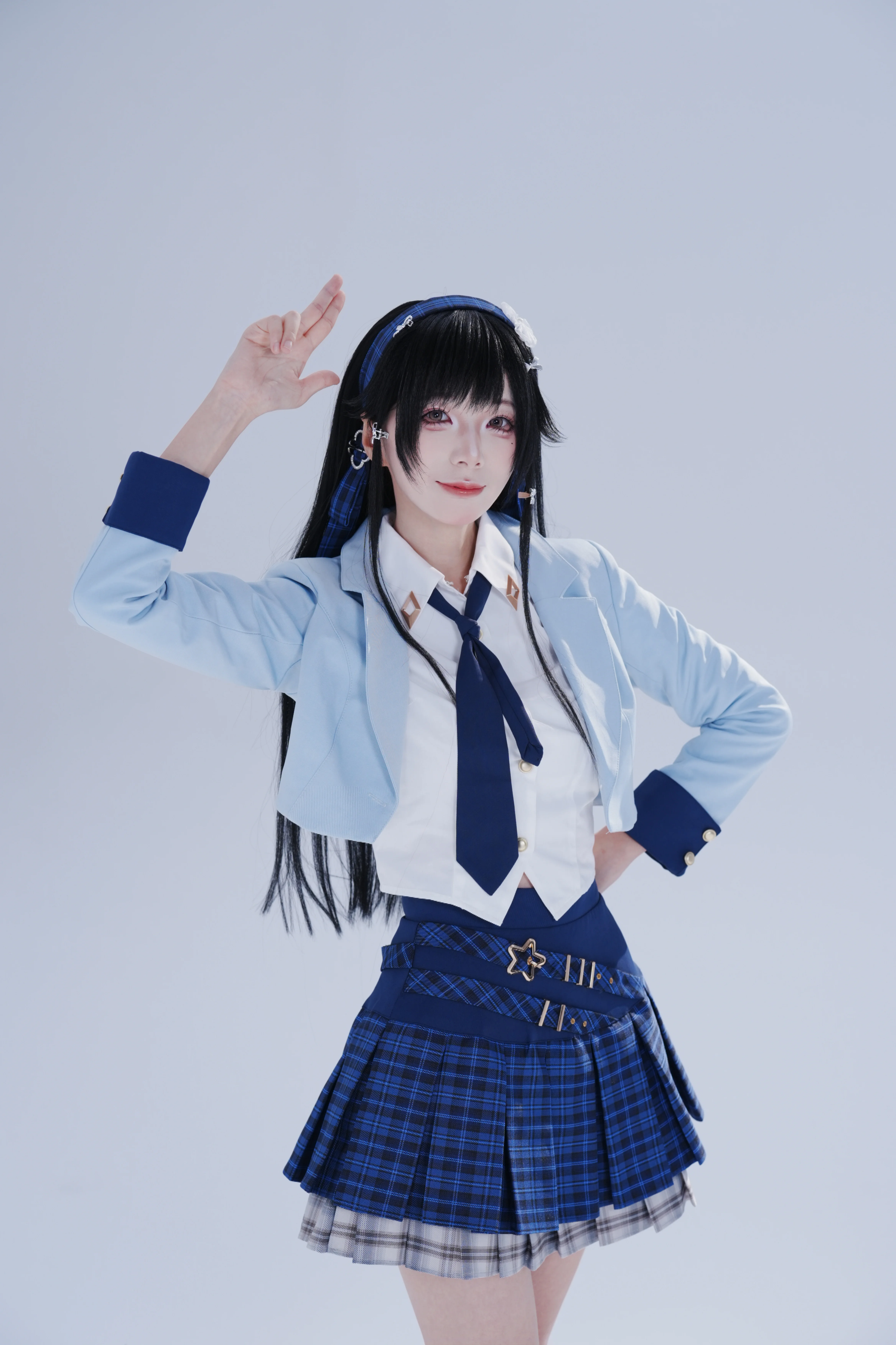 【西施cos】王者荣耀闪光计划，蓝白校服风青春感满满 - 第 2 张