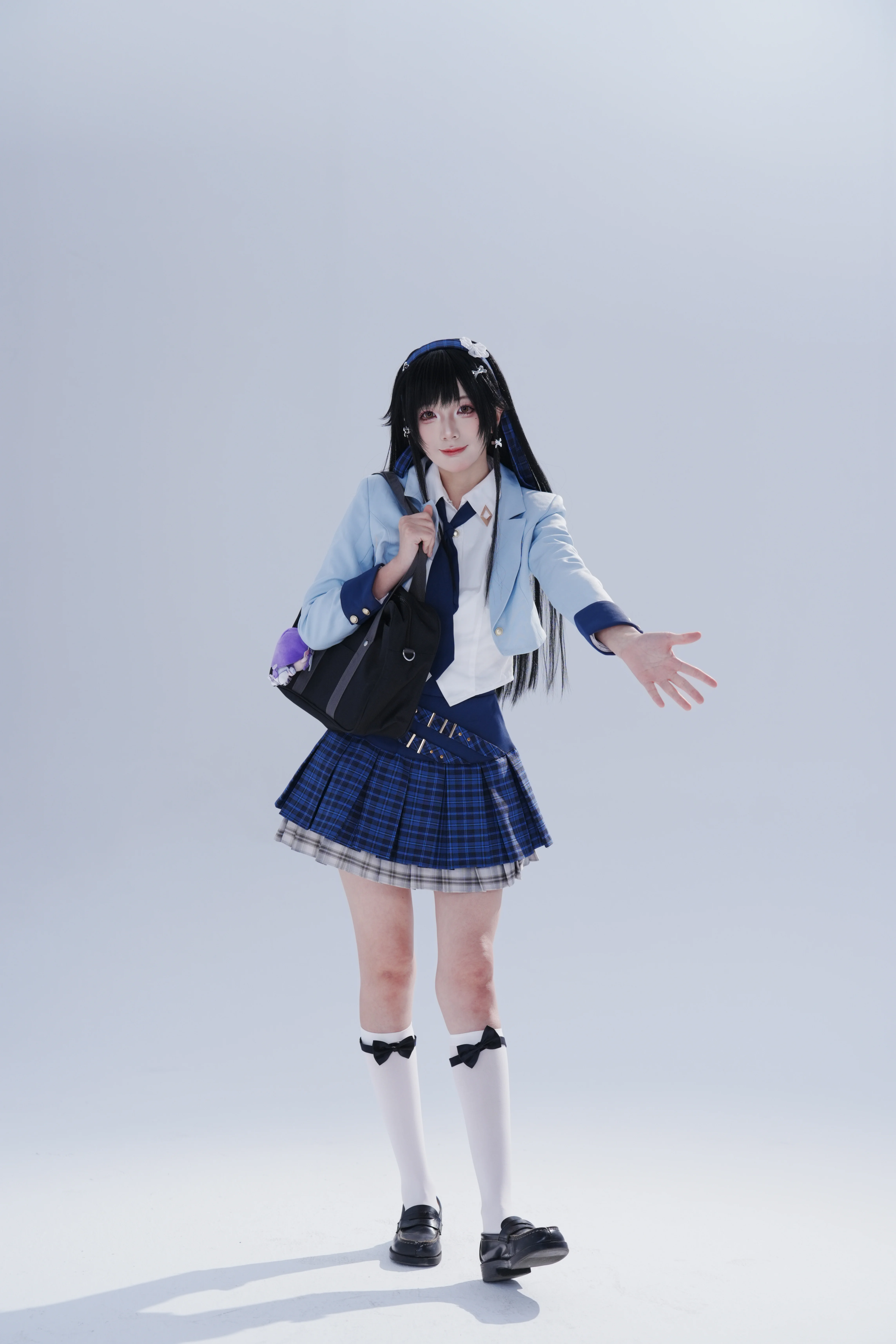 【西施cos】王者荣耀闪光计划，蓝白校服风青春感满满 - 第 3 张