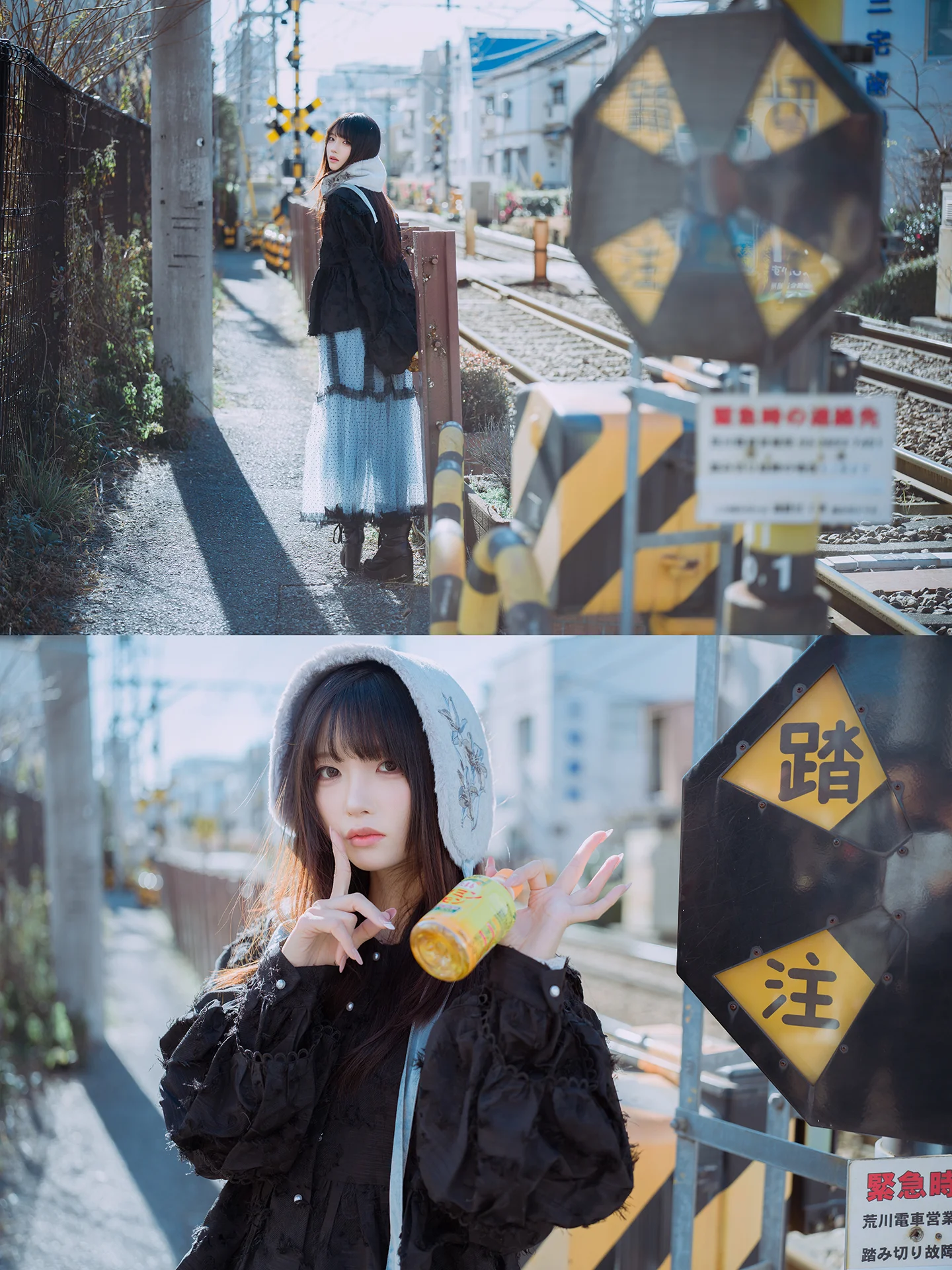 铁路道口的踏切注意，水玉混搭黑酷风 - 第 9 张