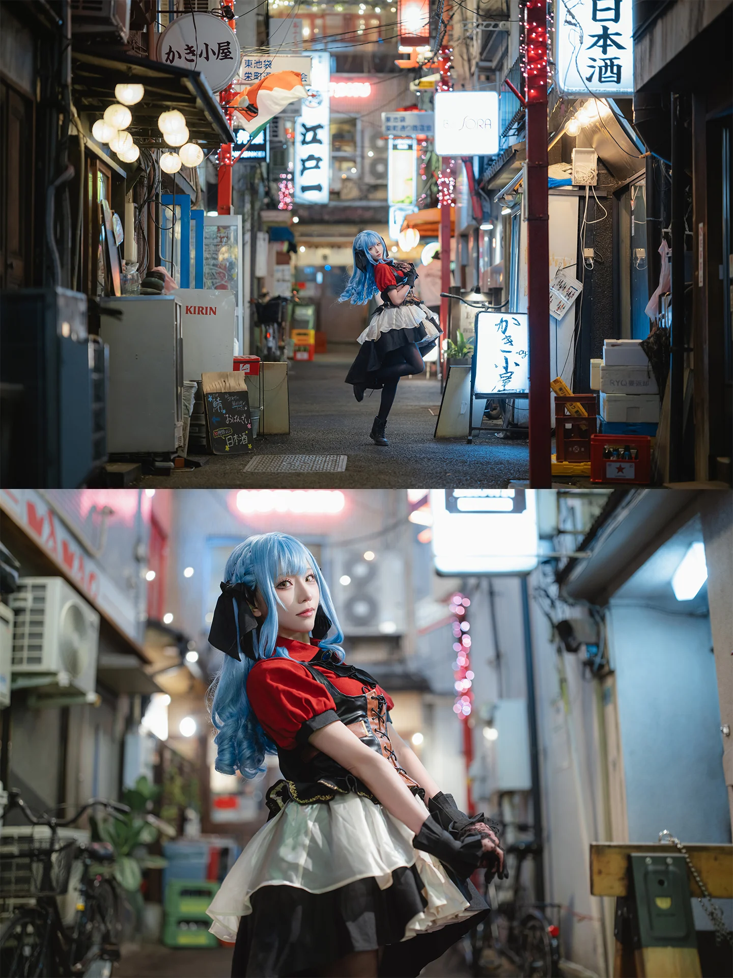 【丰川祥子cos】Ave Mujica的日常侧写，红黑束腰与蓝色卷发 - 第 12 张