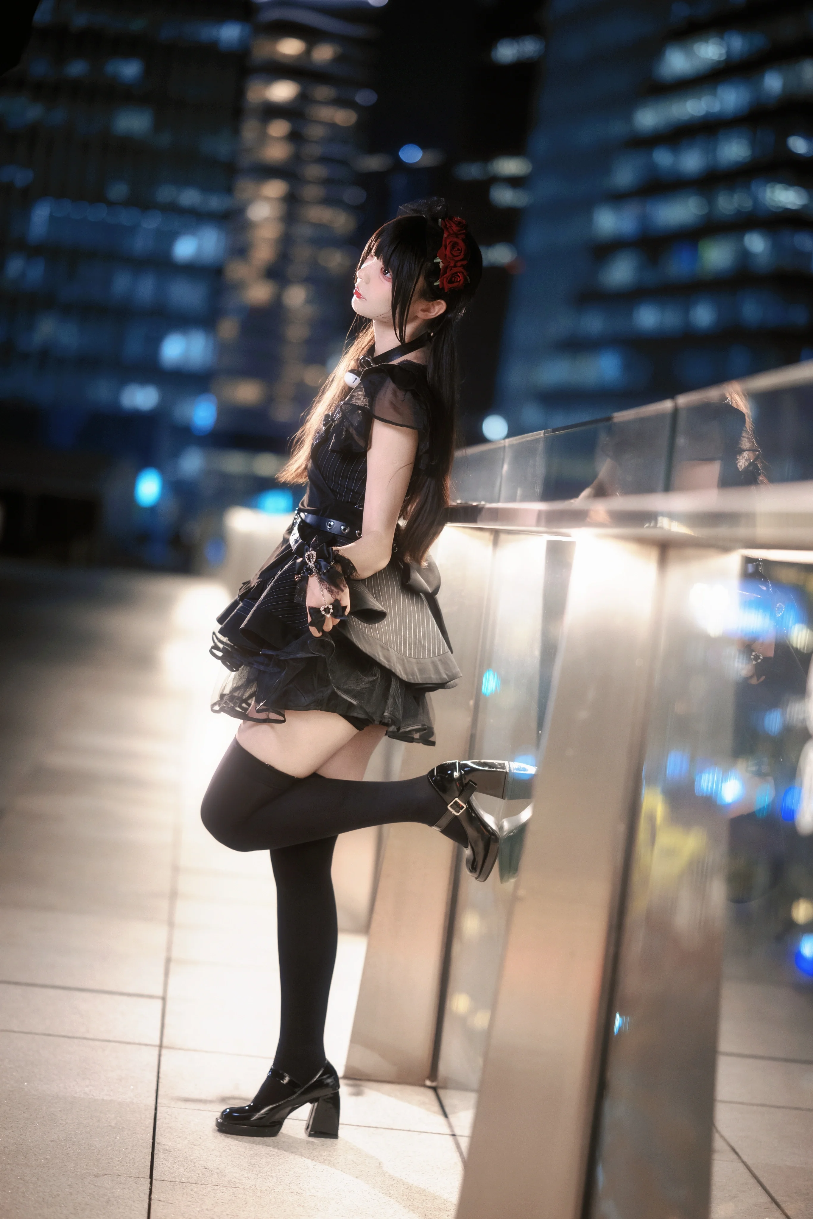 【暗黑女仆装】晶耀前滩的夜景与红玫瑰随拍 - 第 12 张