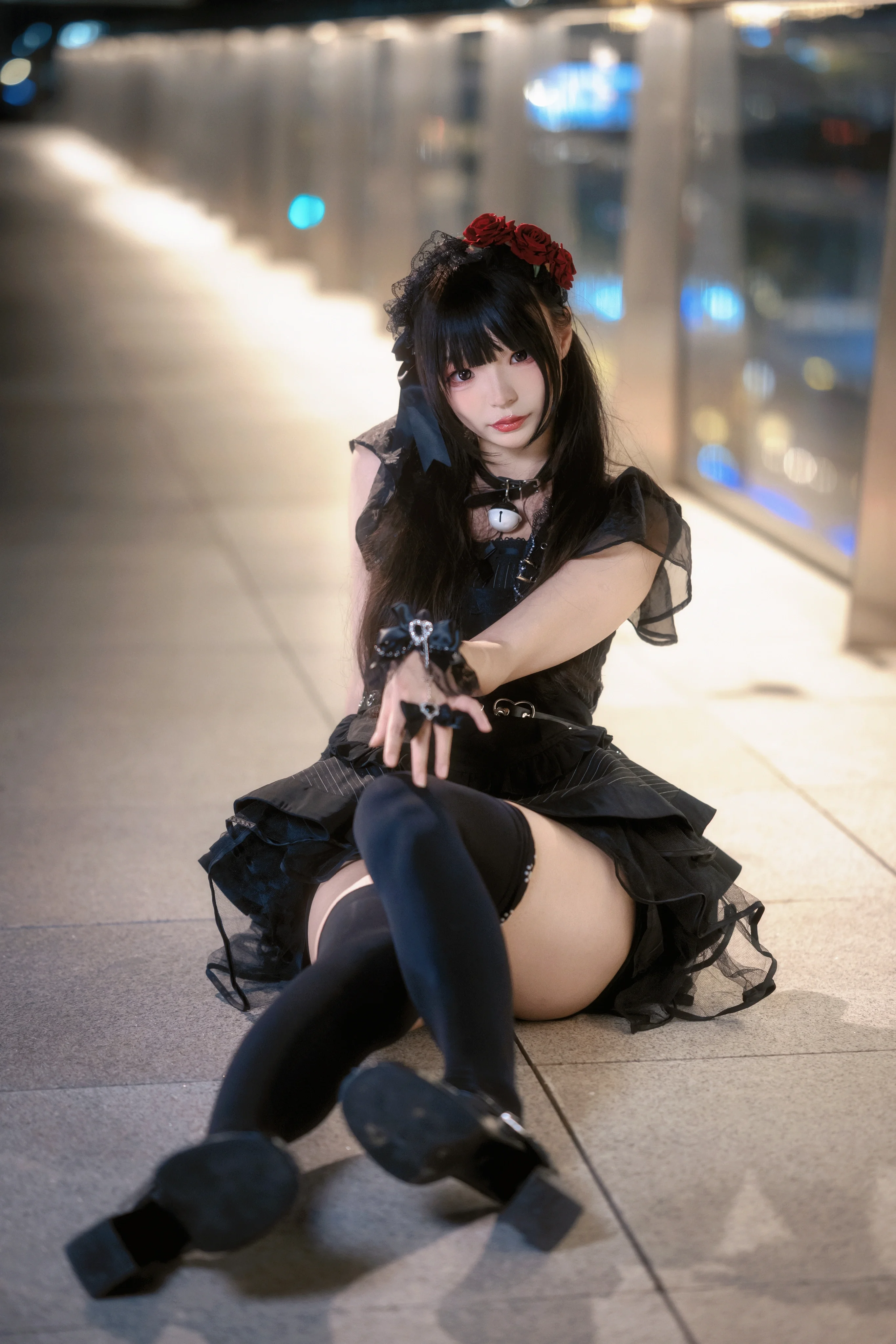 【暗黑女仆装】晶耀前滩的夜景与红玫瑰随拍 - 第 7 张