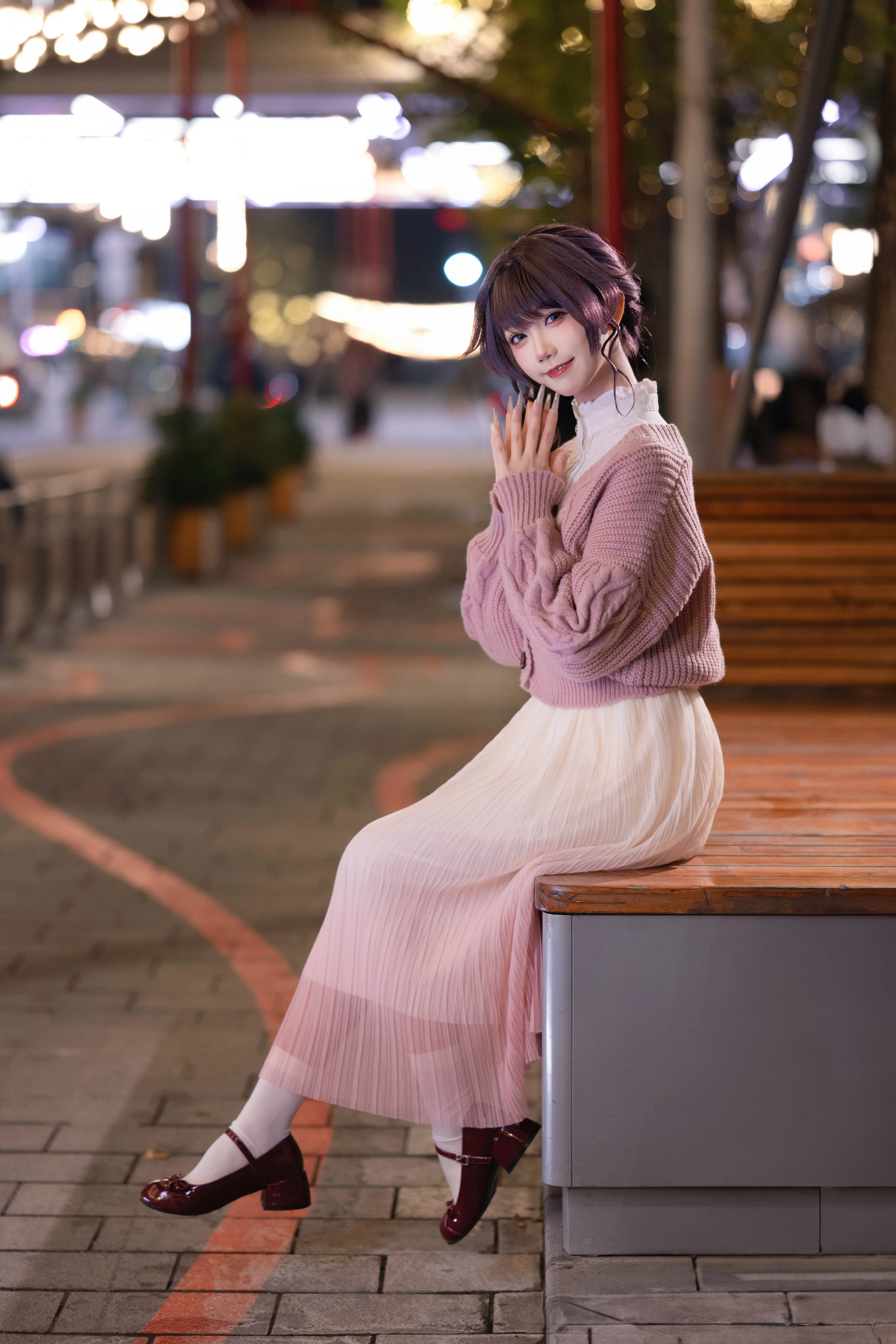 【和栗薰子cos】夜晚街头的甜美氛围感穿搭 - 第 4 张